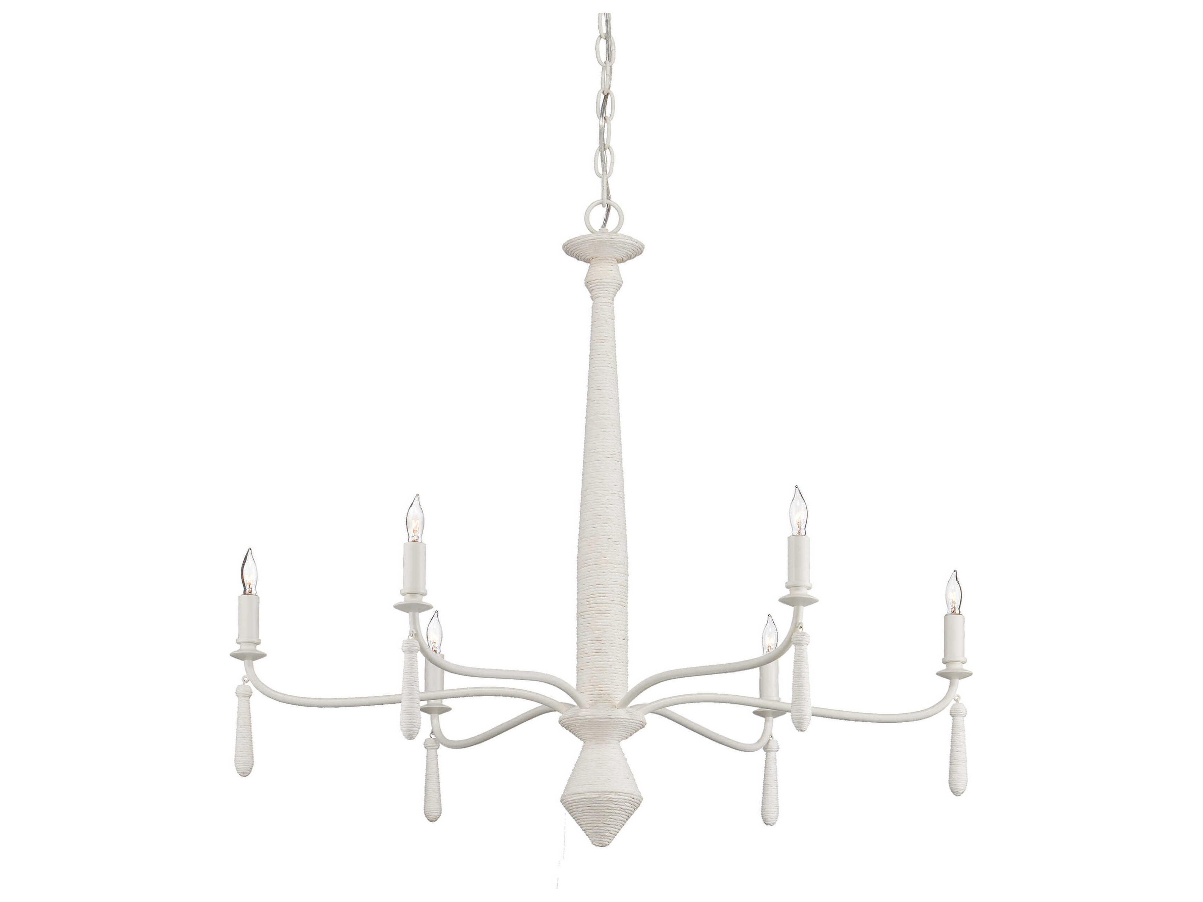 Currey & Company Donnybrook 6-Light Textured Ivory White Candelabra Chandelier