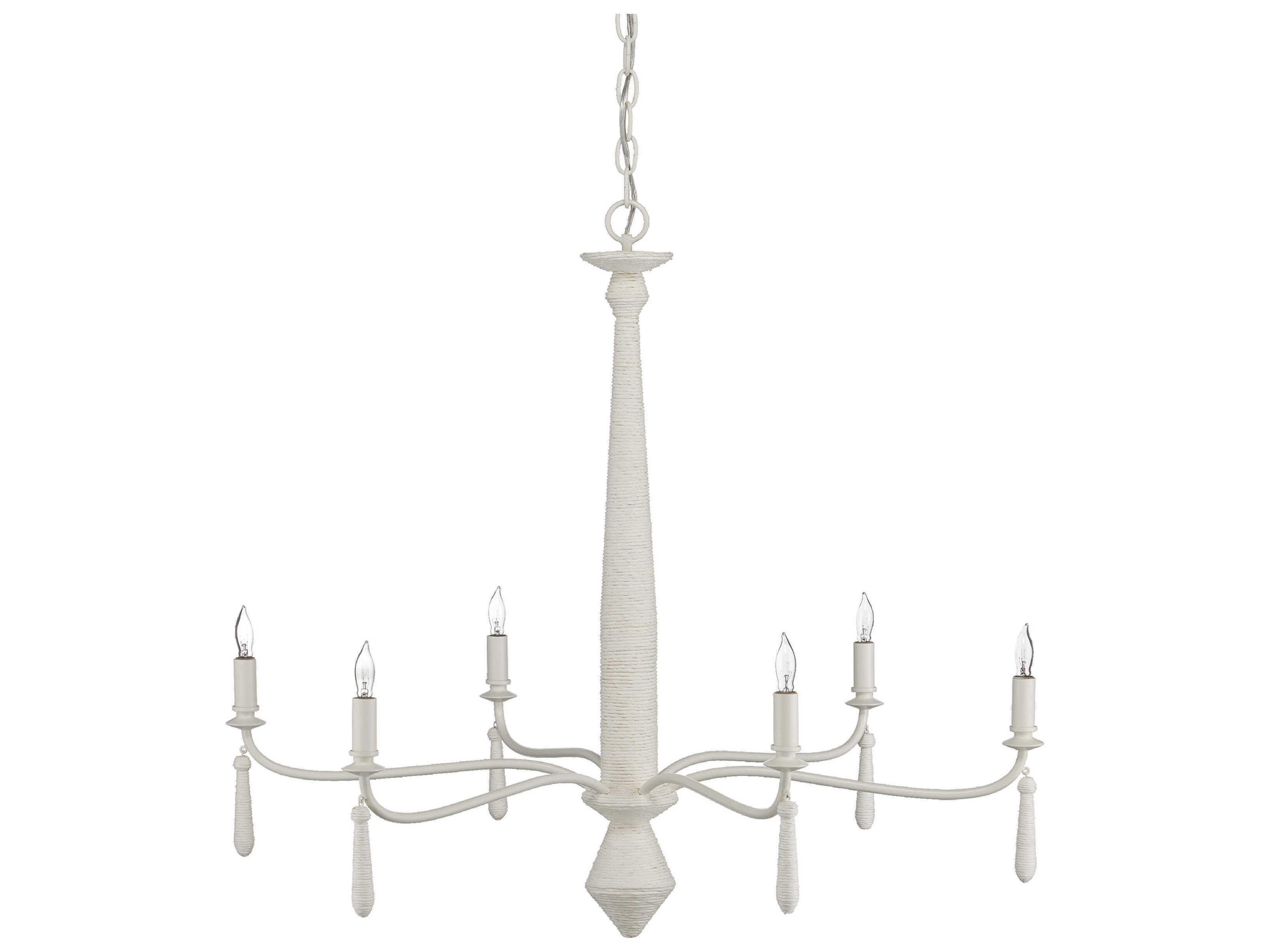Currey & Company Donnybrook 6-Light Textured Ivory White Candelabra Chandelier
