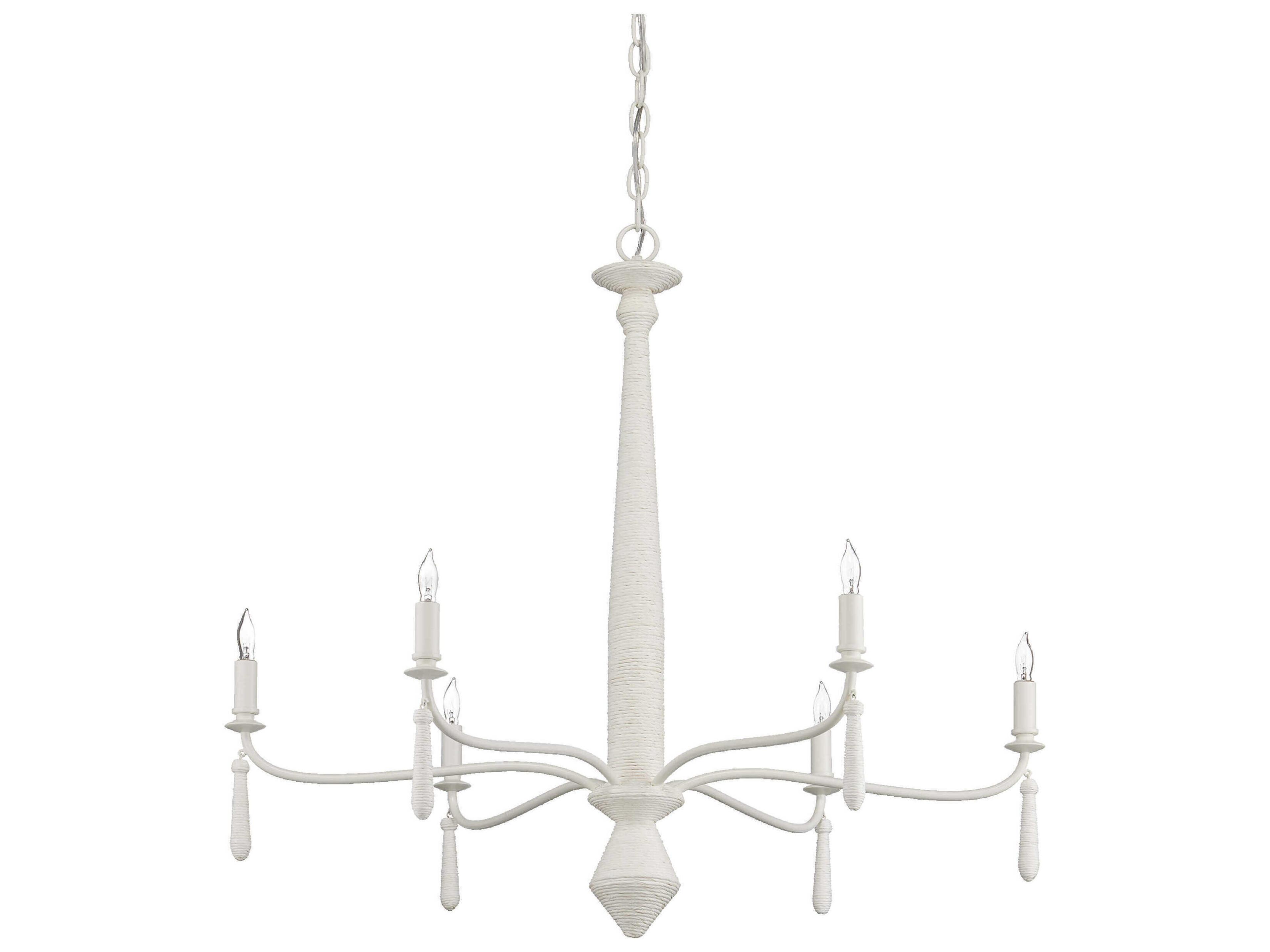 Currey & Company Donnybrook 6-Light Textured Ivory White Candelabra Chandelier