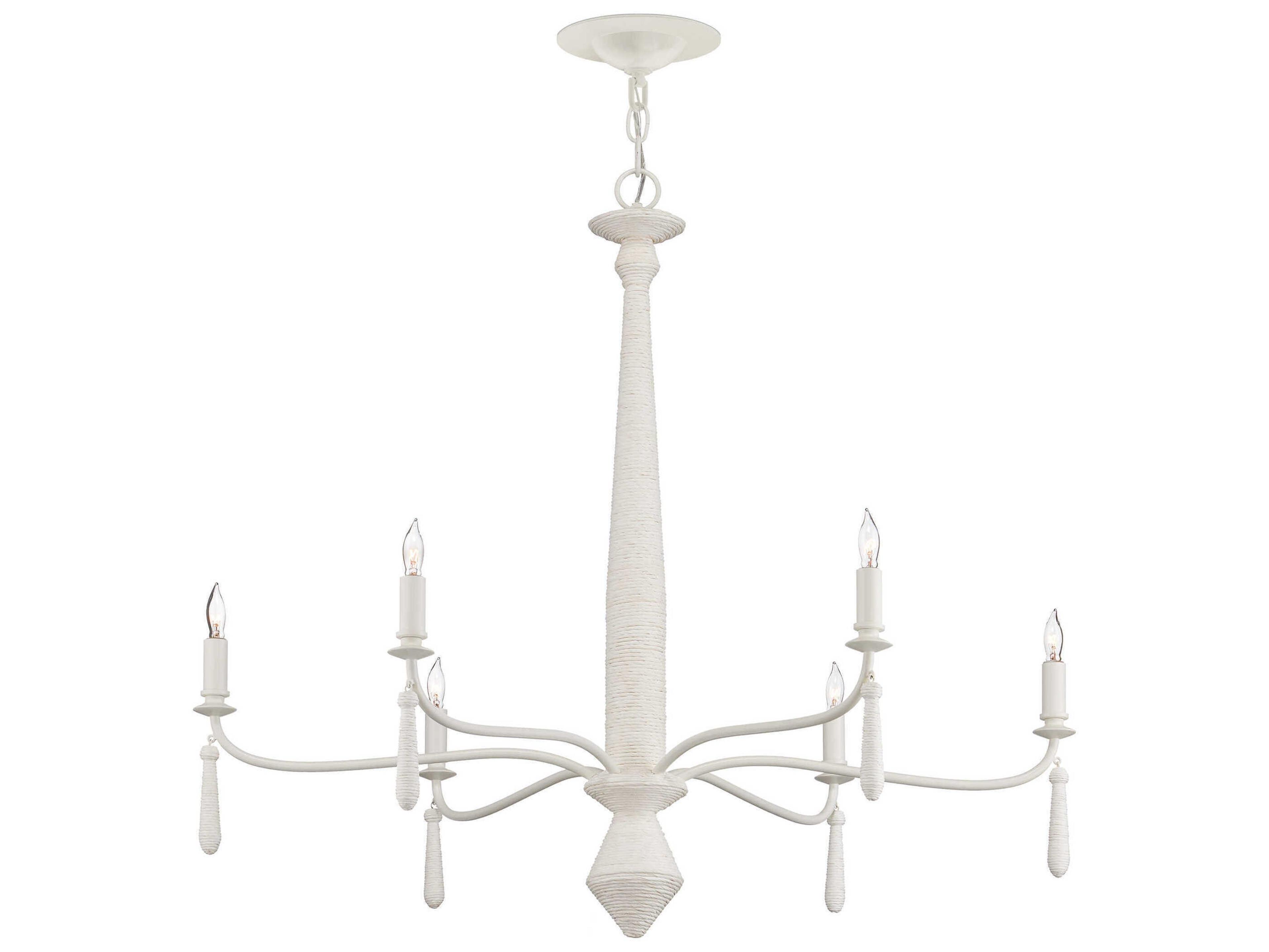 Currey & Company Donnybrook 6-Light Textured Ivory White Candelabra Chandelier