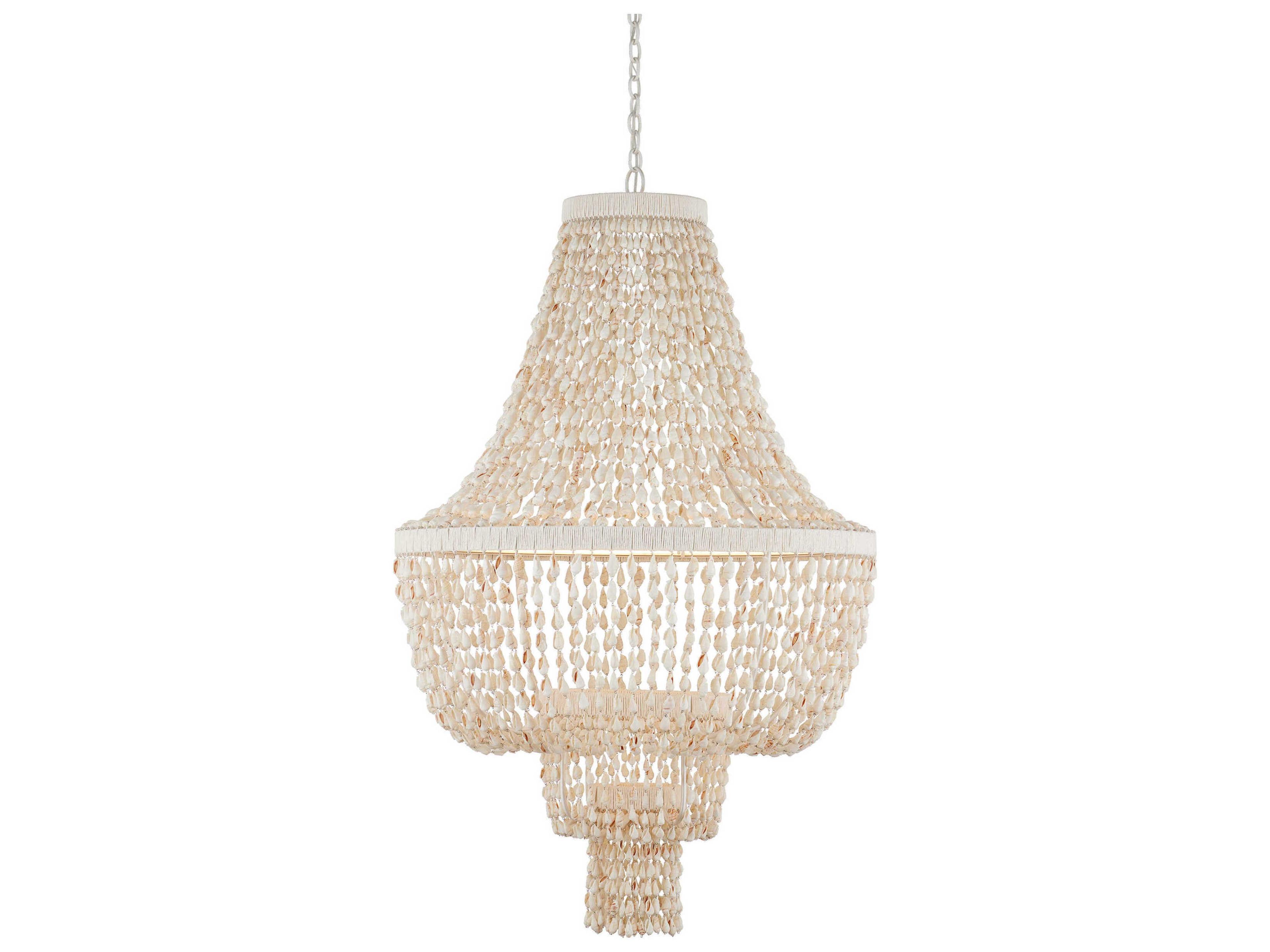 Currey & Company Cybele 2-Light Textured Ivory Off White Empire Chandelier