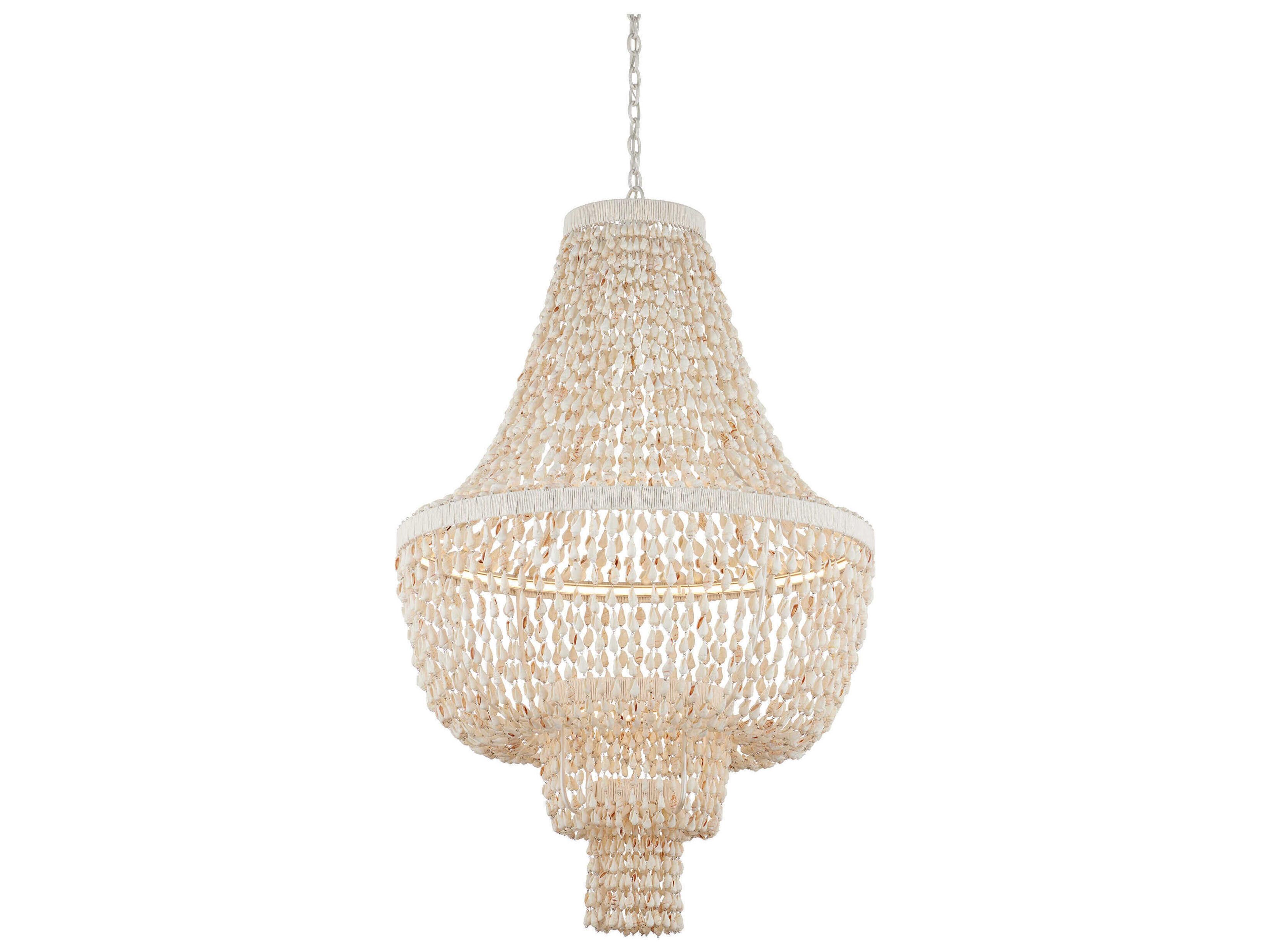 Currey & Company Cybele 2-Light Textured Ivory Off White Empire Chandelier