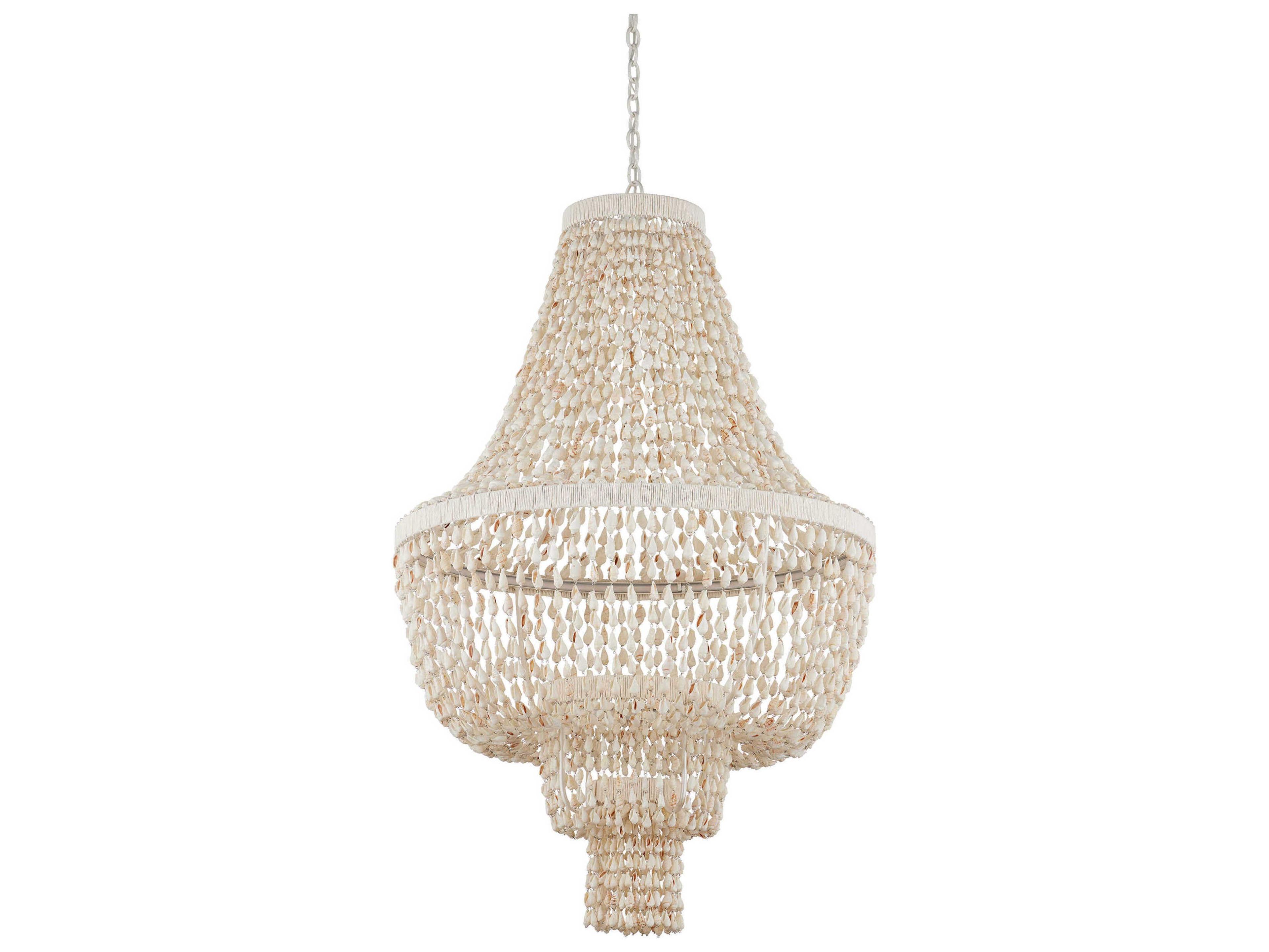 Currey & Company Cybele 2-Light Textured Ivory Off White Empire Chandelier