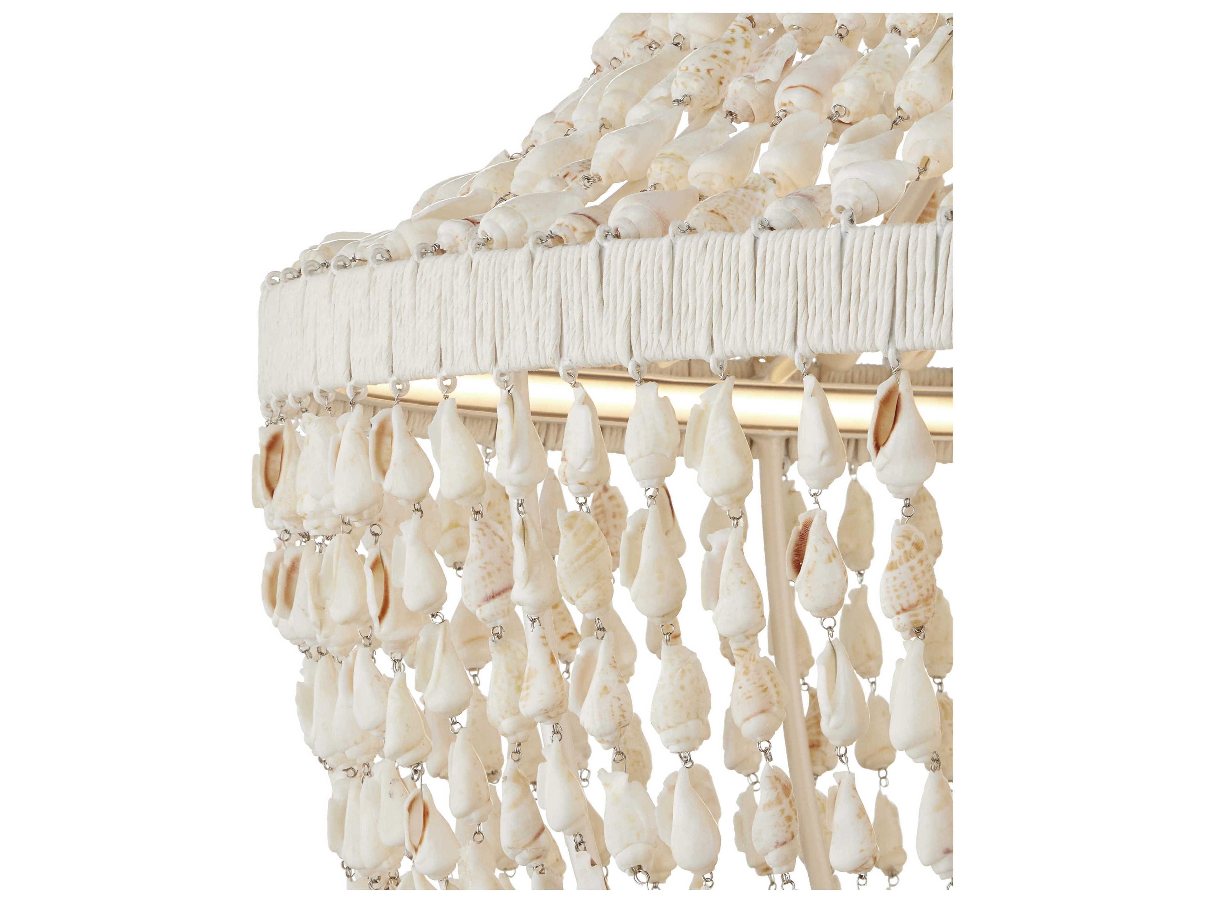Currey & Company Cybele 2-Light Textured Ivory Off White Empire Chandelier