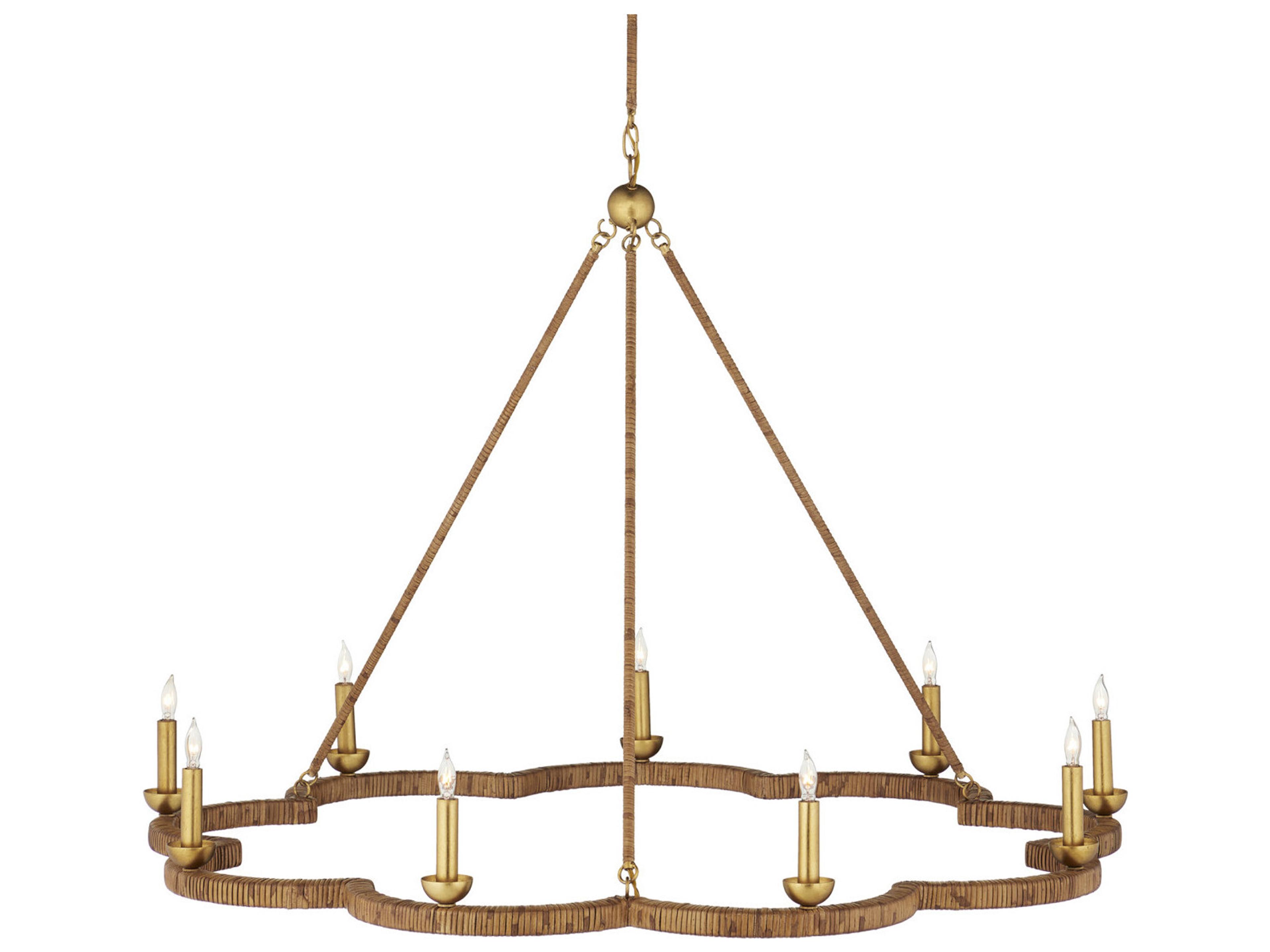 Currey & Company Savoie 9-Light Natural Contemporary Gold Leaf Candelabra Chandelier