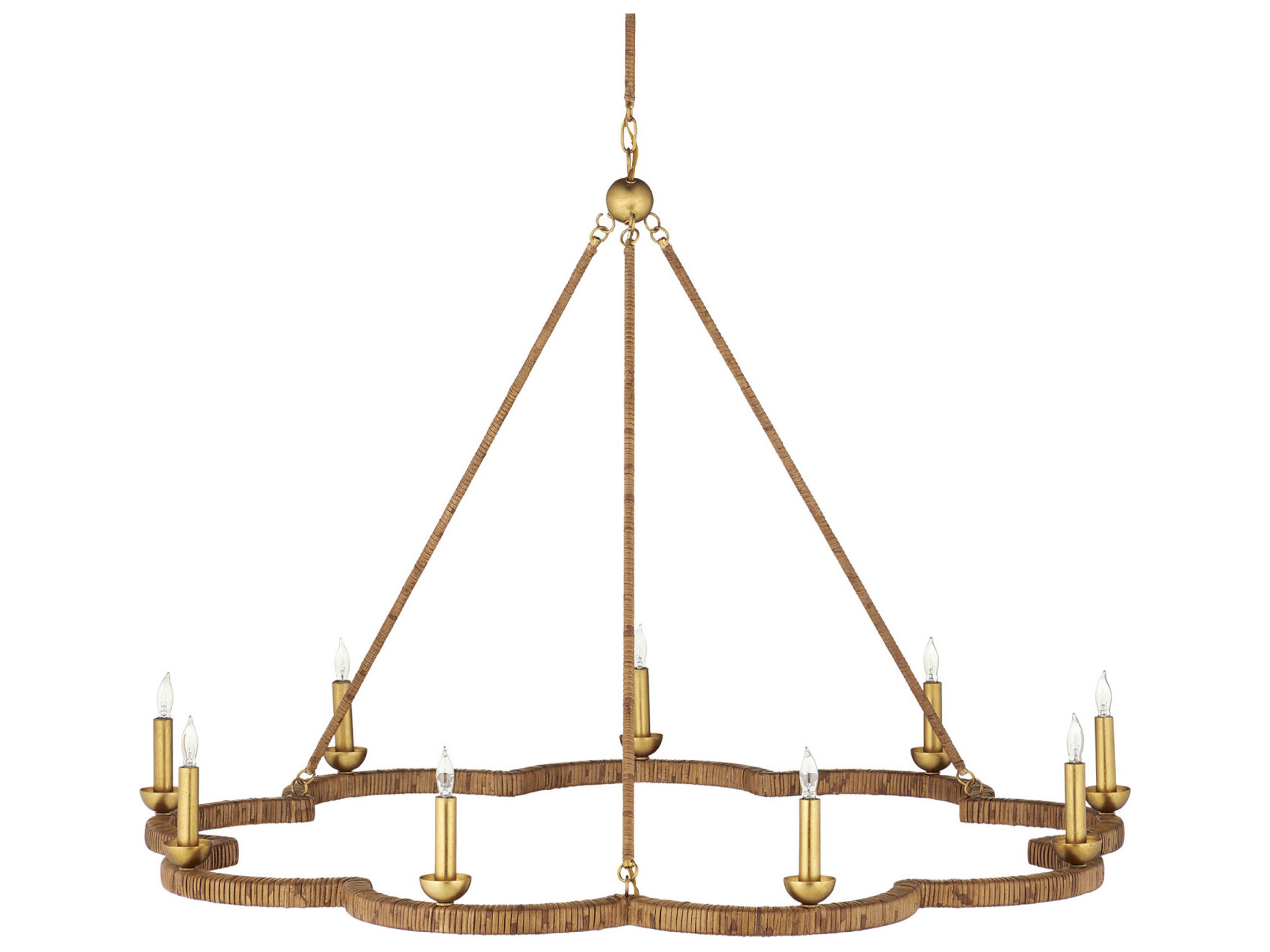 Currey & Company Savoie 9-Light Natural Contemporary Gold Leaf Candelabra Chandelier