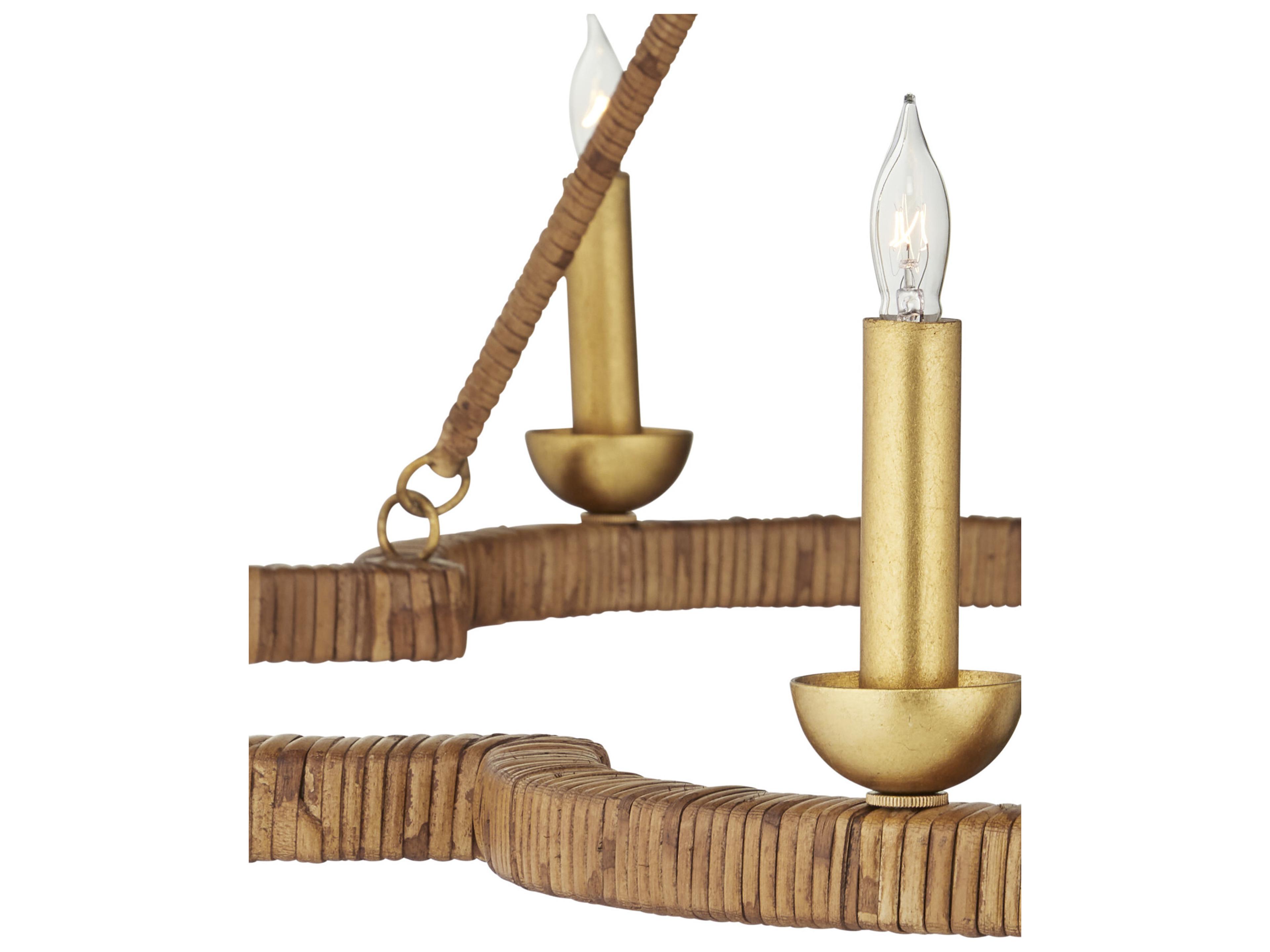 Currey & Company Savoie 9-Light Natural Contemporary Gold Leaf Candelabra Chandelier