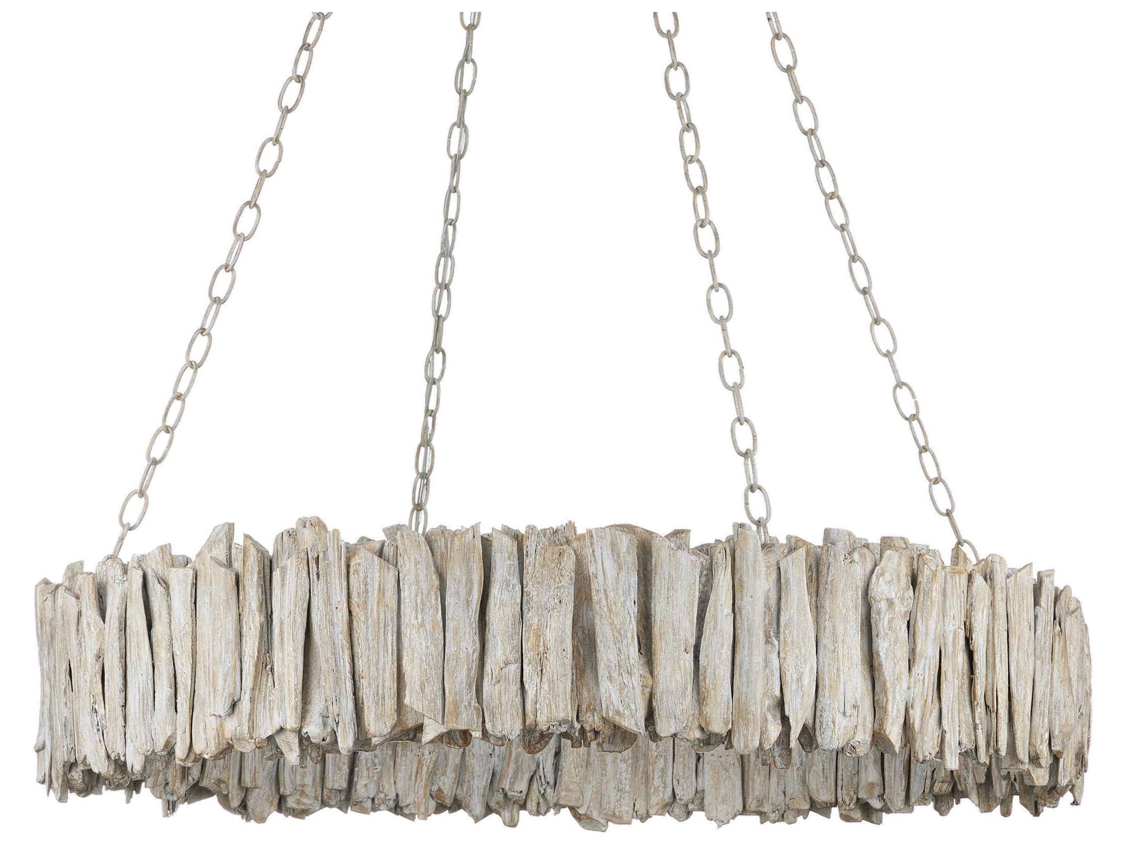 Currey & Company Driftwood 8-Light Whitewash Round Chandelier
