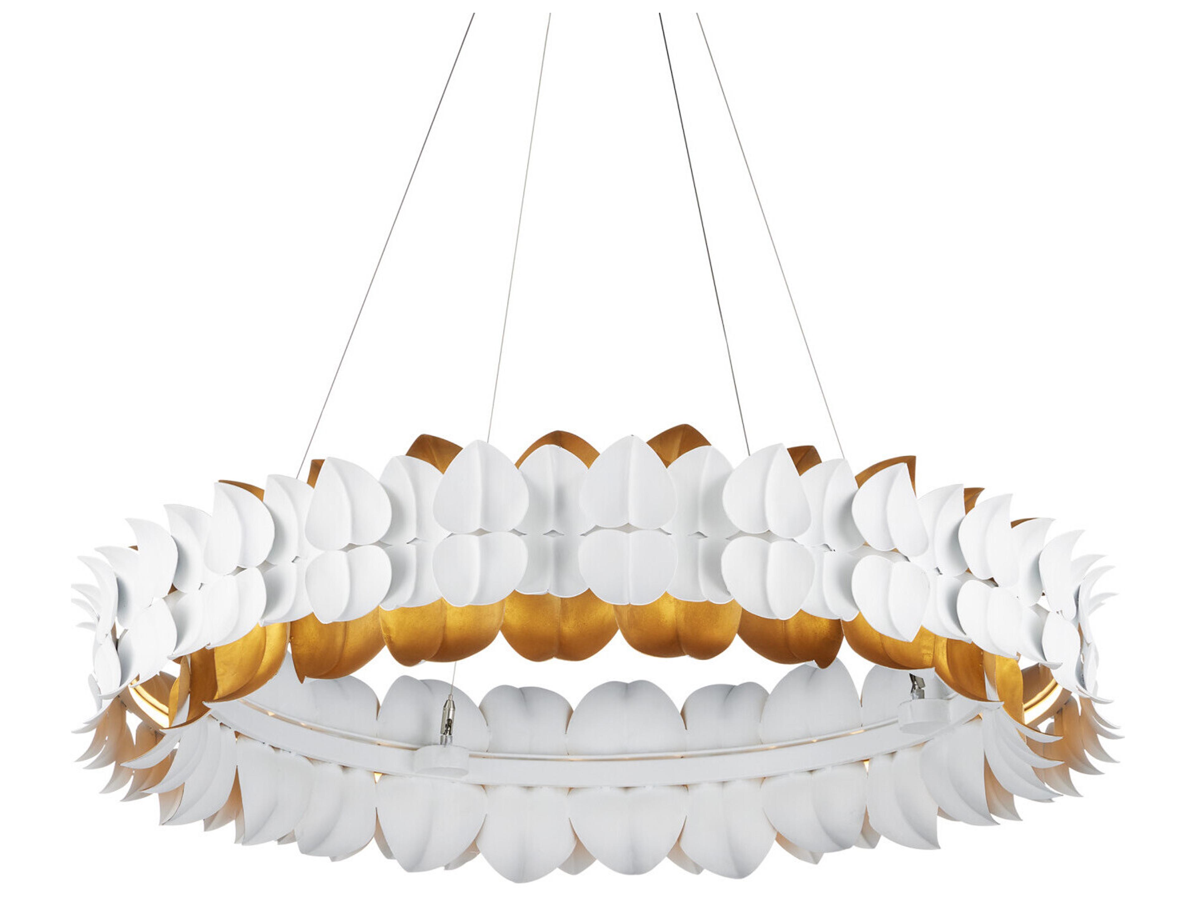 Currey & Company Aventine 1-Light Gesso White Contemporary Gold Round Pendant