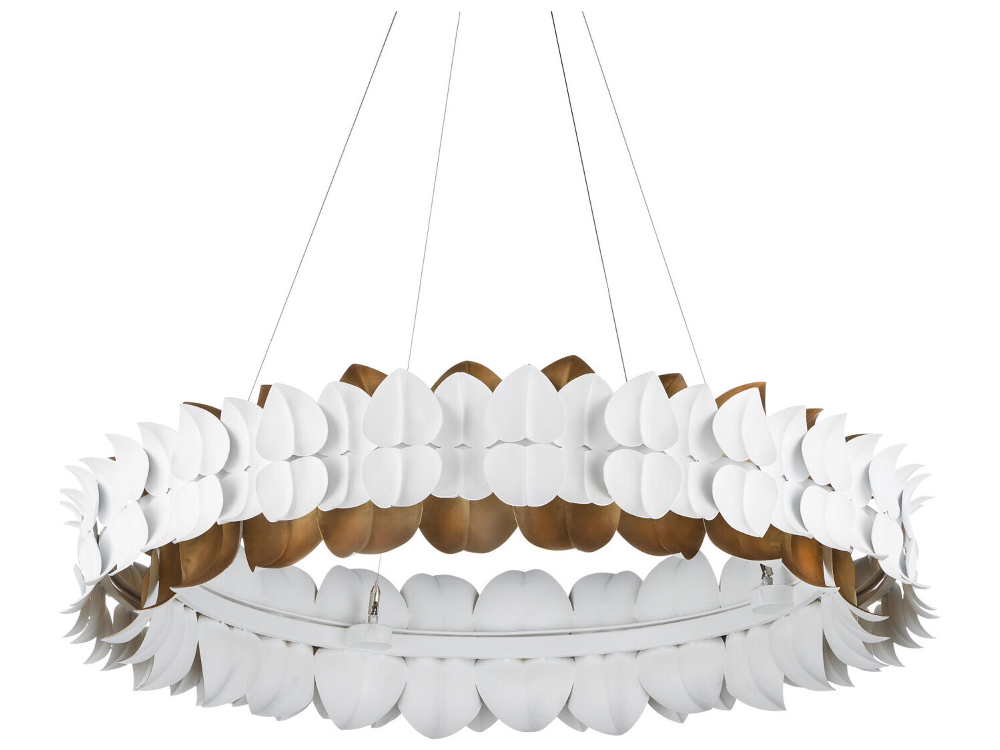 Currey & Company Aventine 1-Light Gesso White Contemporary Gold Round Pendant