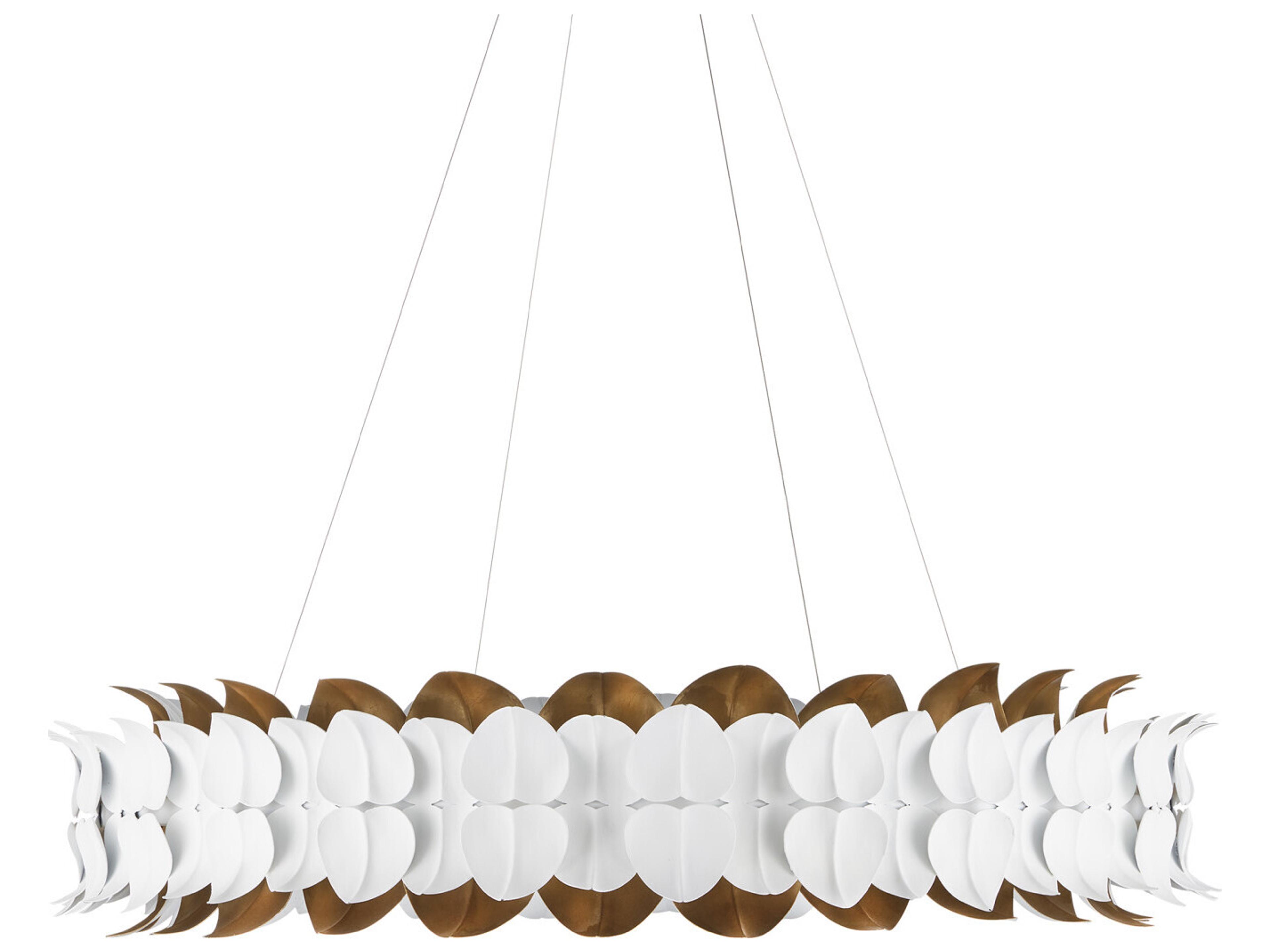 Currey & Company Aventine 1-Light Gesso White Contemporary Gold Round Pendant