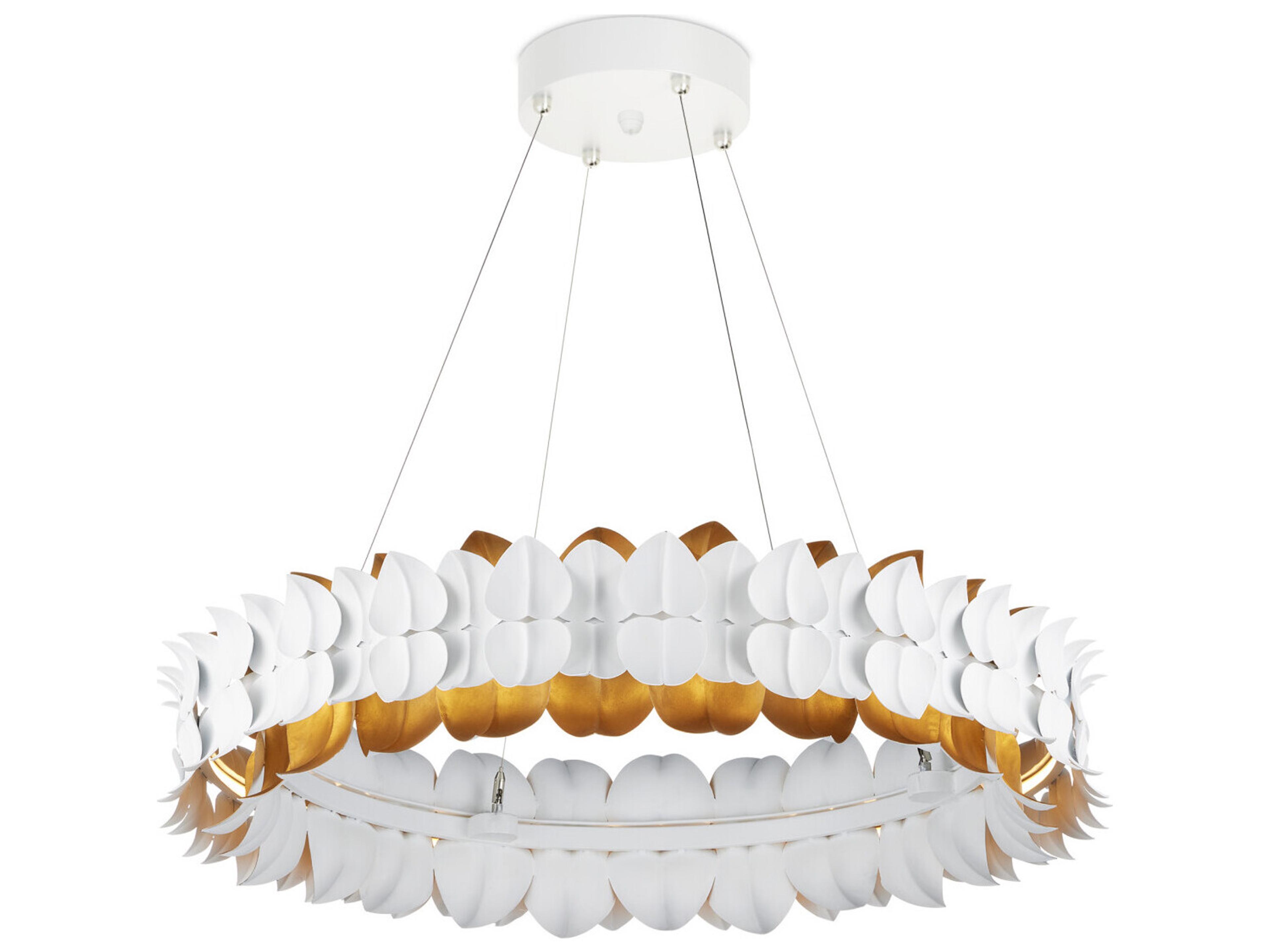 Currey & Company Aventine 1-Light Gesso White Contemporary Gold Round Pendant