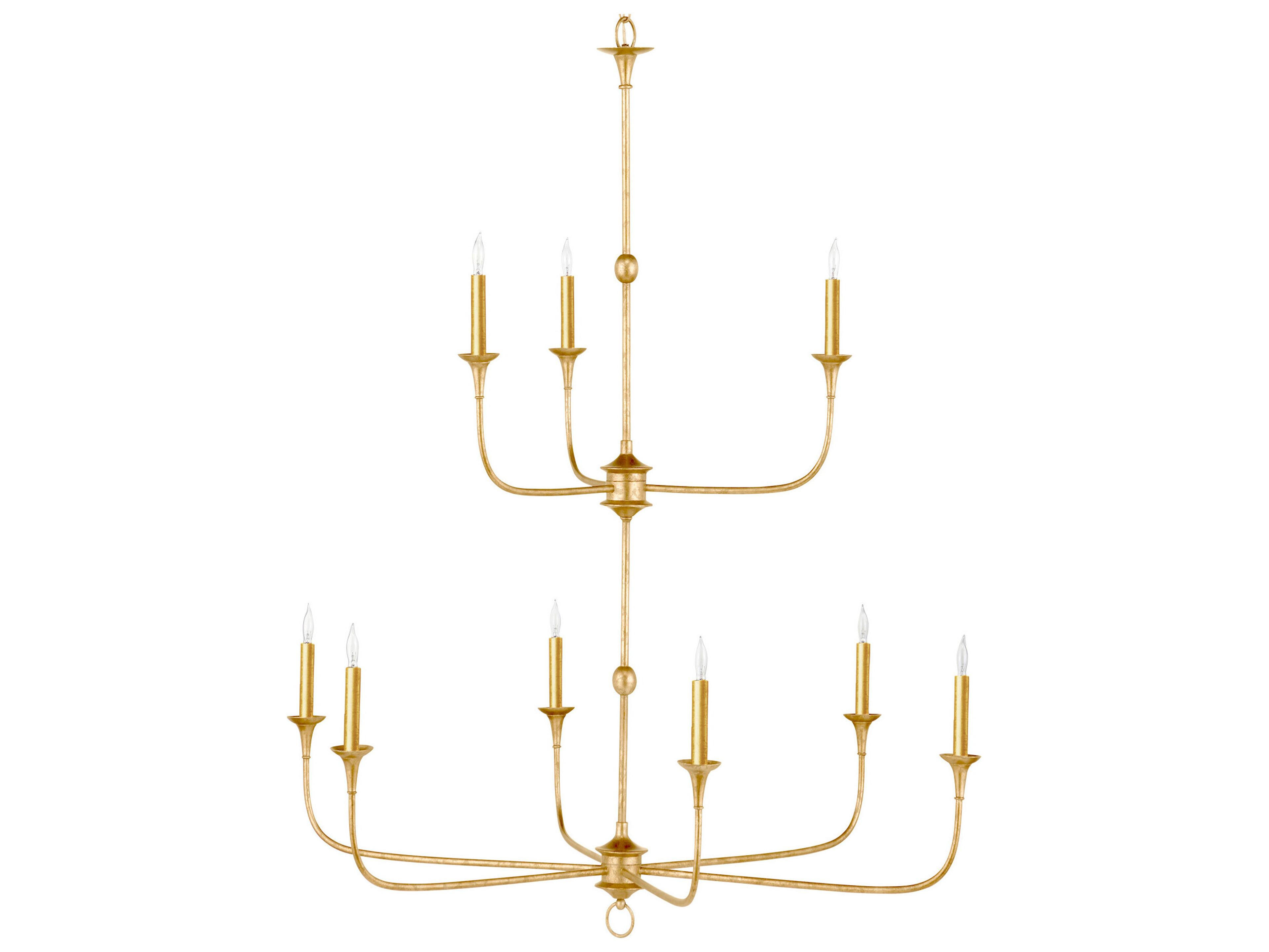 Currey & Company Nottaway 9-Light Satin Gold Candelabra Chandelier