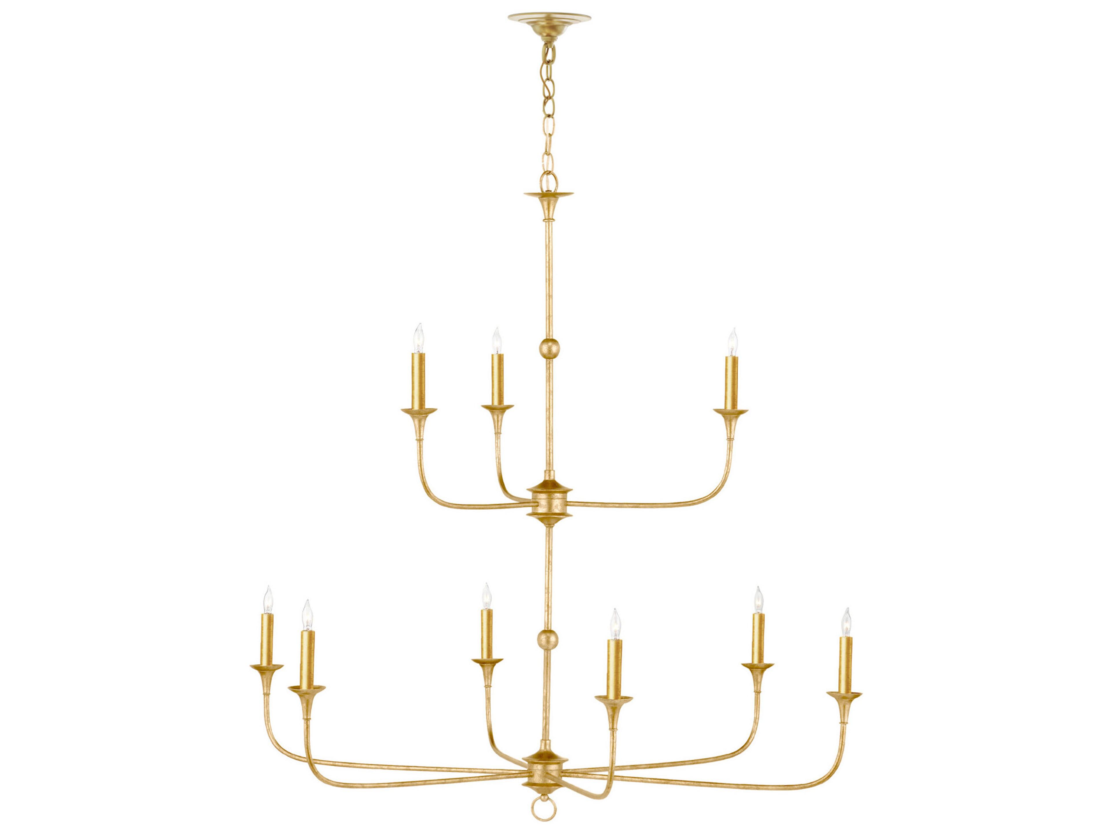Currey & Company Nottaway 9-Light Satin Gold Candelabra Chandelier