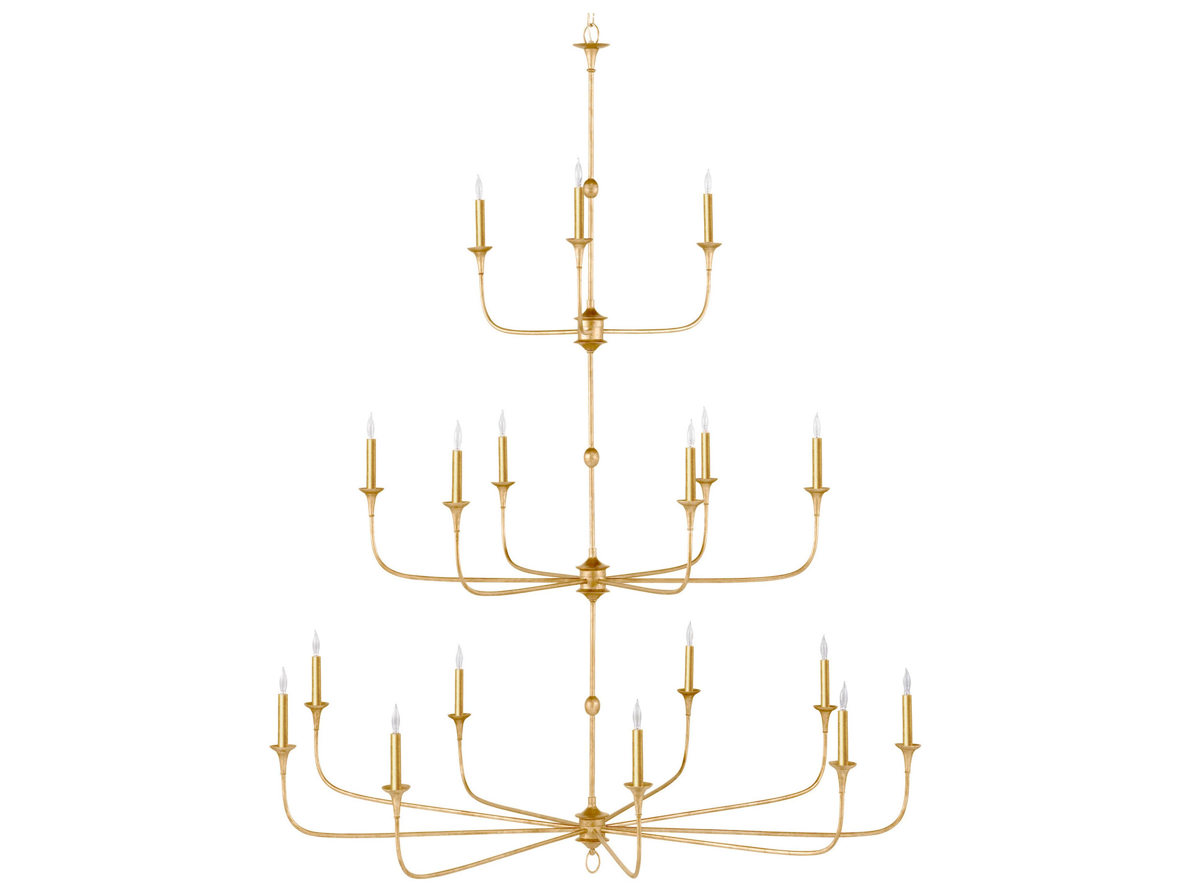 Currey & Company Nottaway 18-Light Satin Gold Candelabra Chandelier