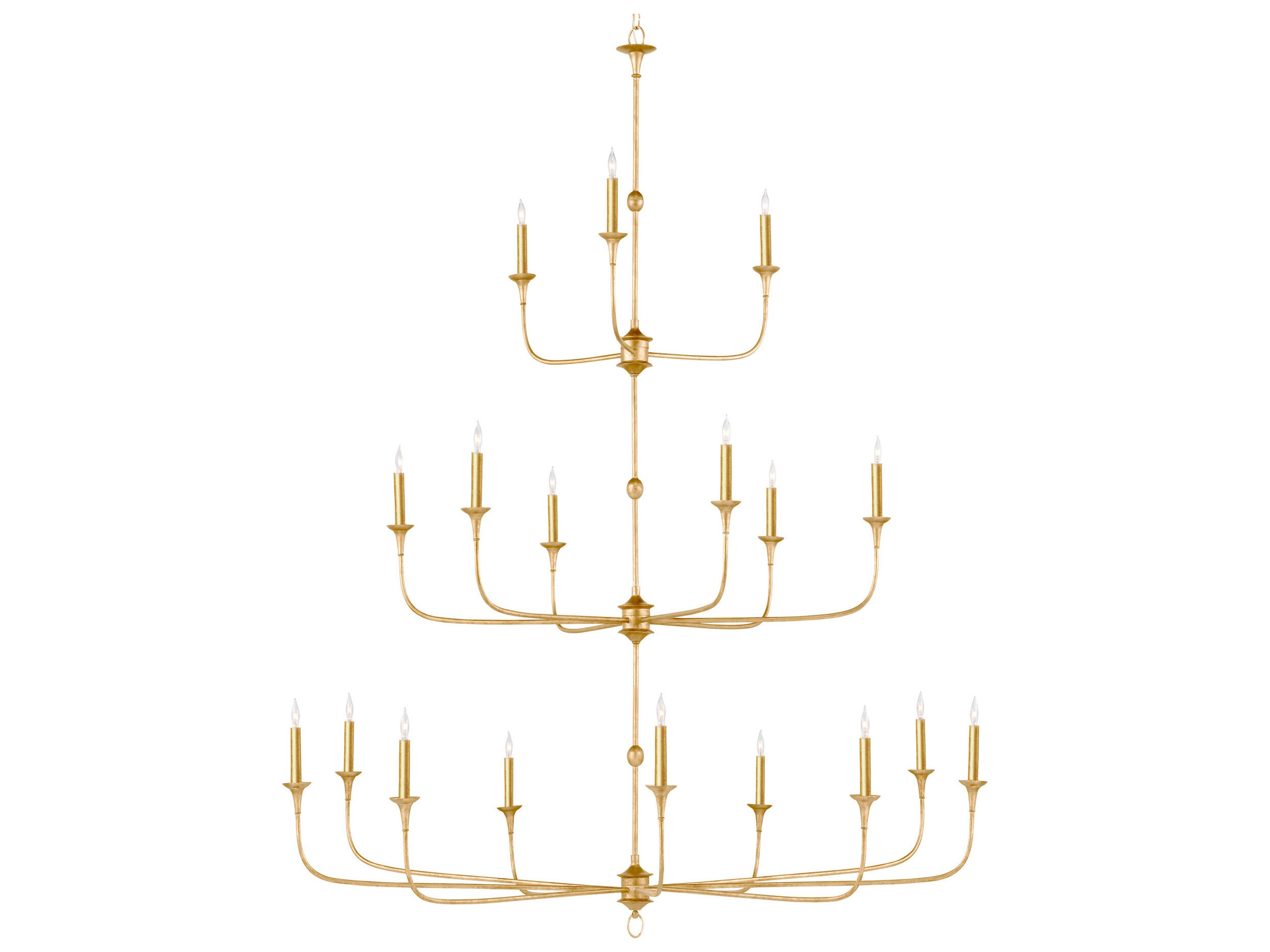 Currey & Company Nottaway 18-Light Satin Gold Candelabra Chandelier
