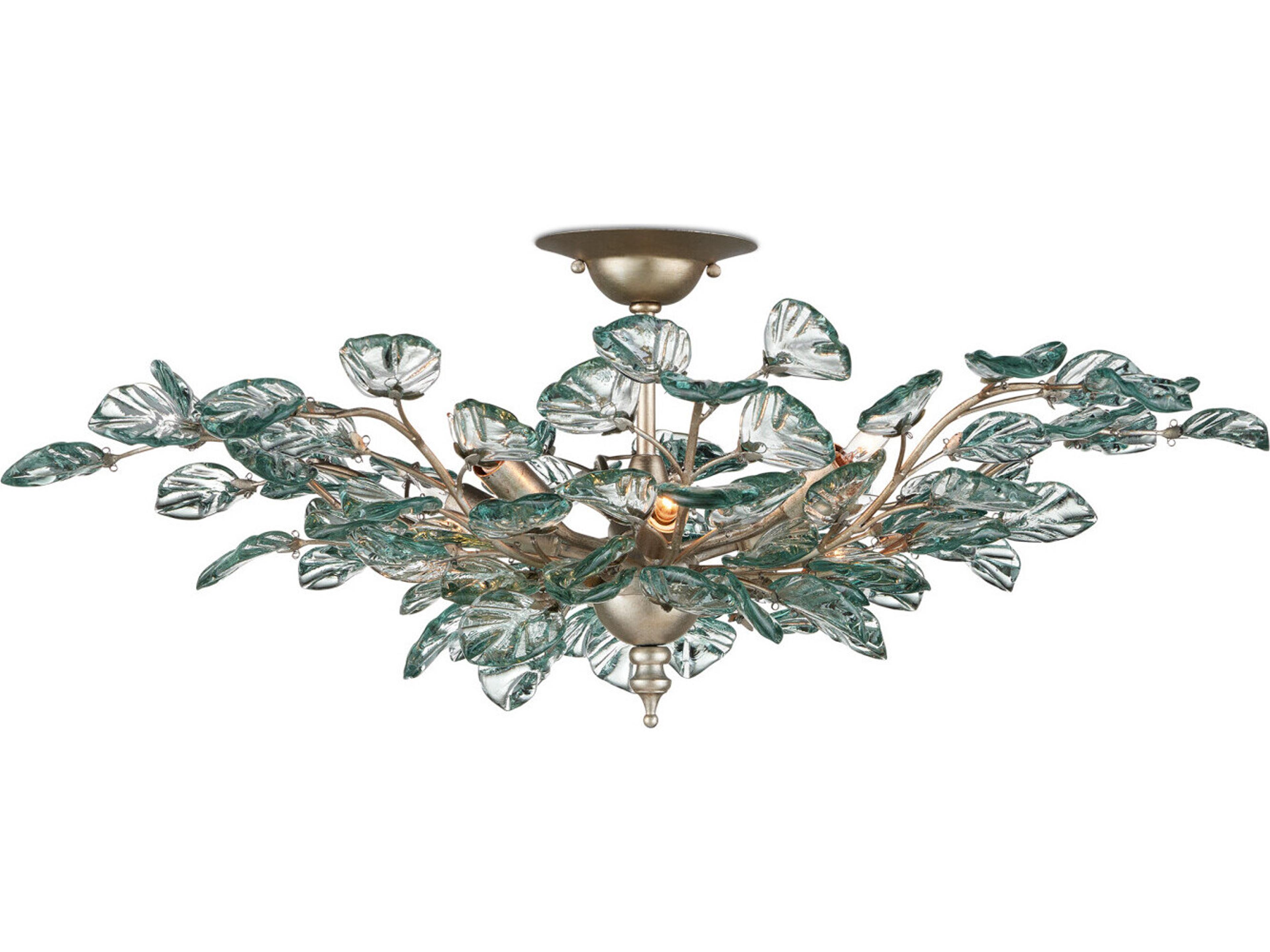 Baobab 8-Light Carved Silver Semi Flush Mount
