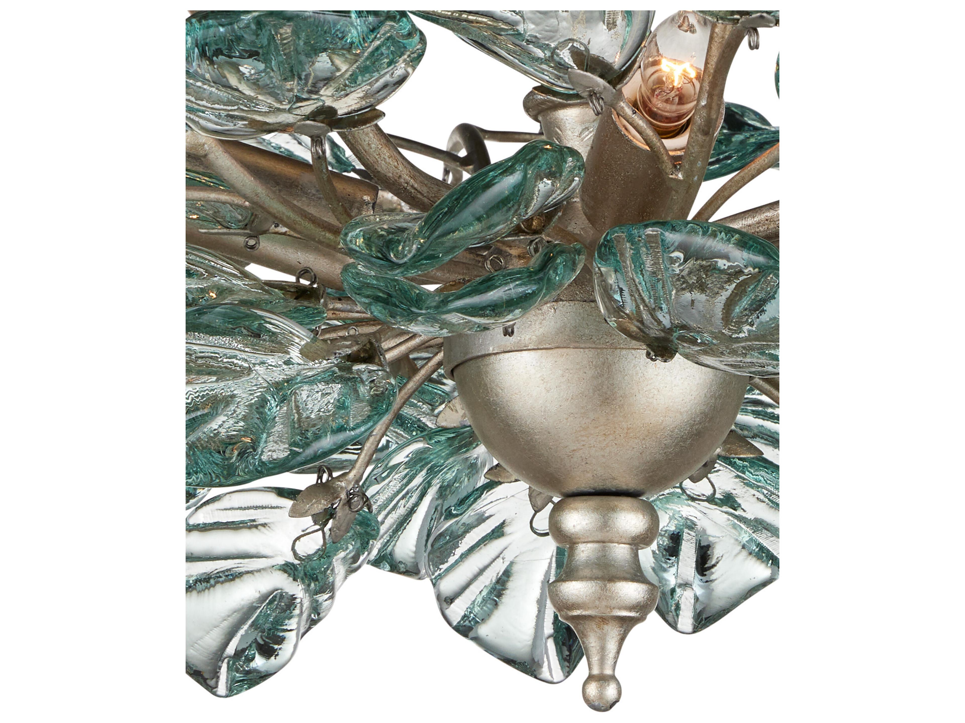 Currey & Company Baobab 8-Light Carved Silver Semi Flush Mount
