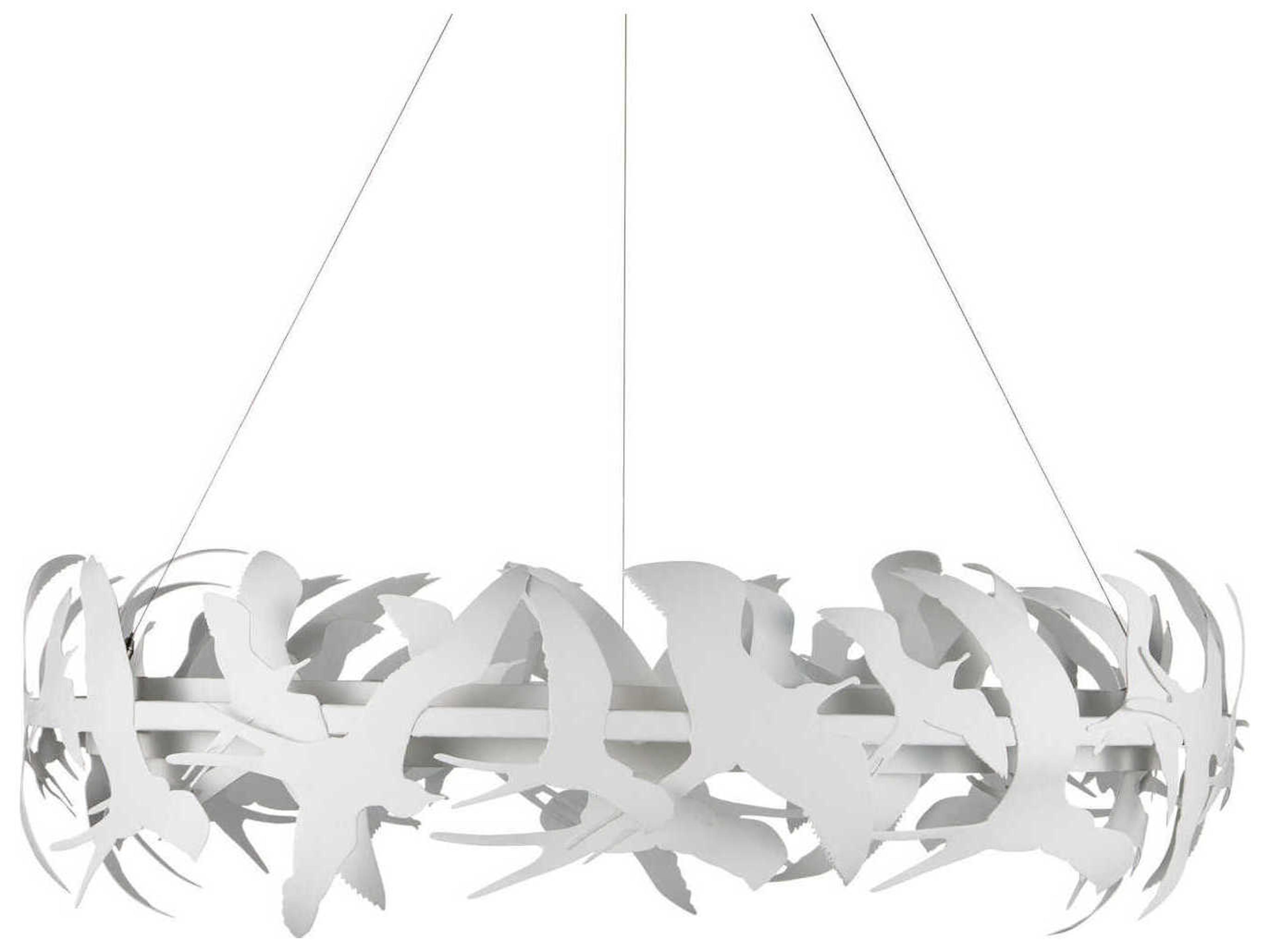 Currey & Company Tijereta 1-Light Gesso White Round Pendant