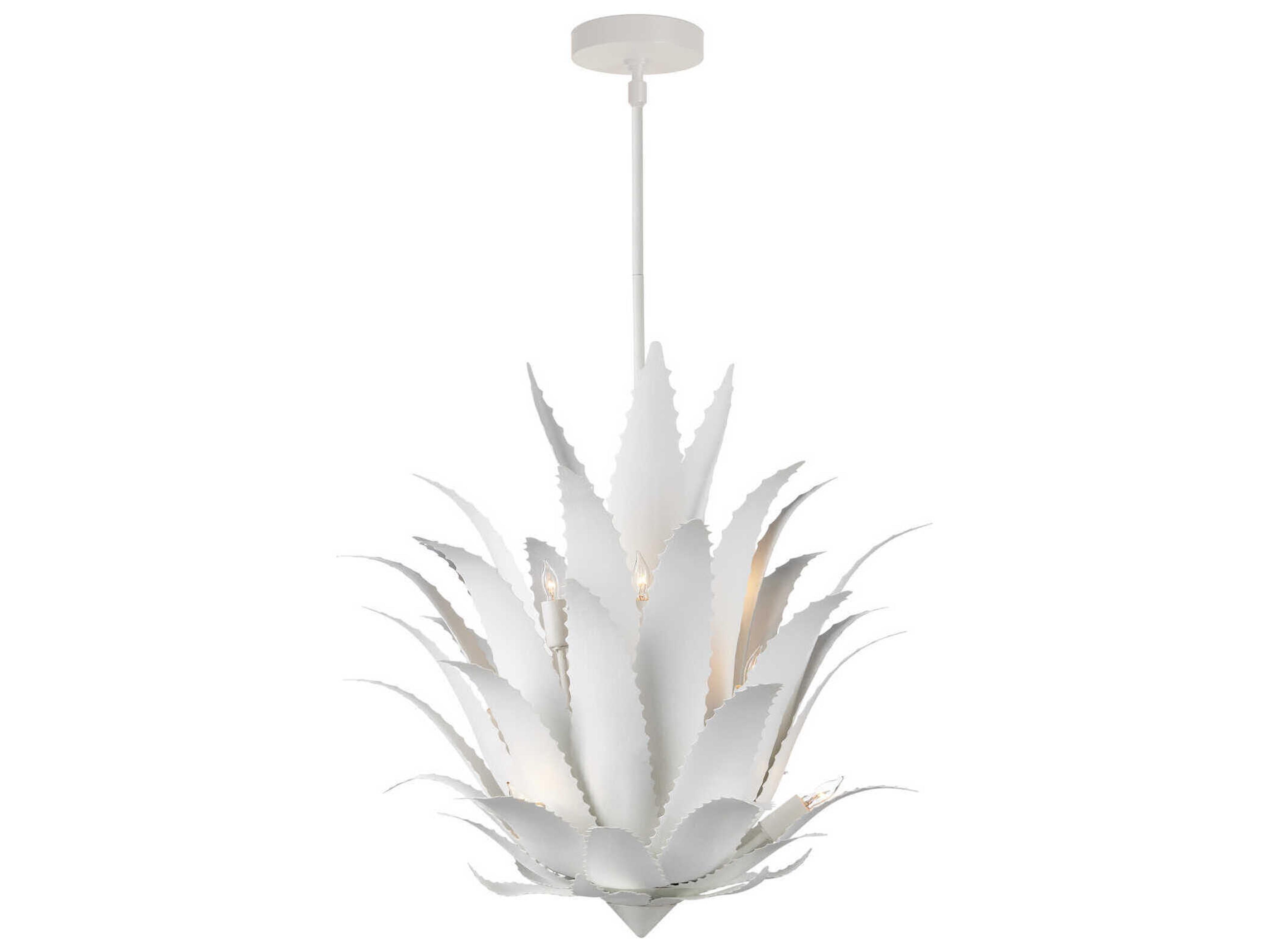 Currey & Company Agave 9-Light Gesso White Chandelier