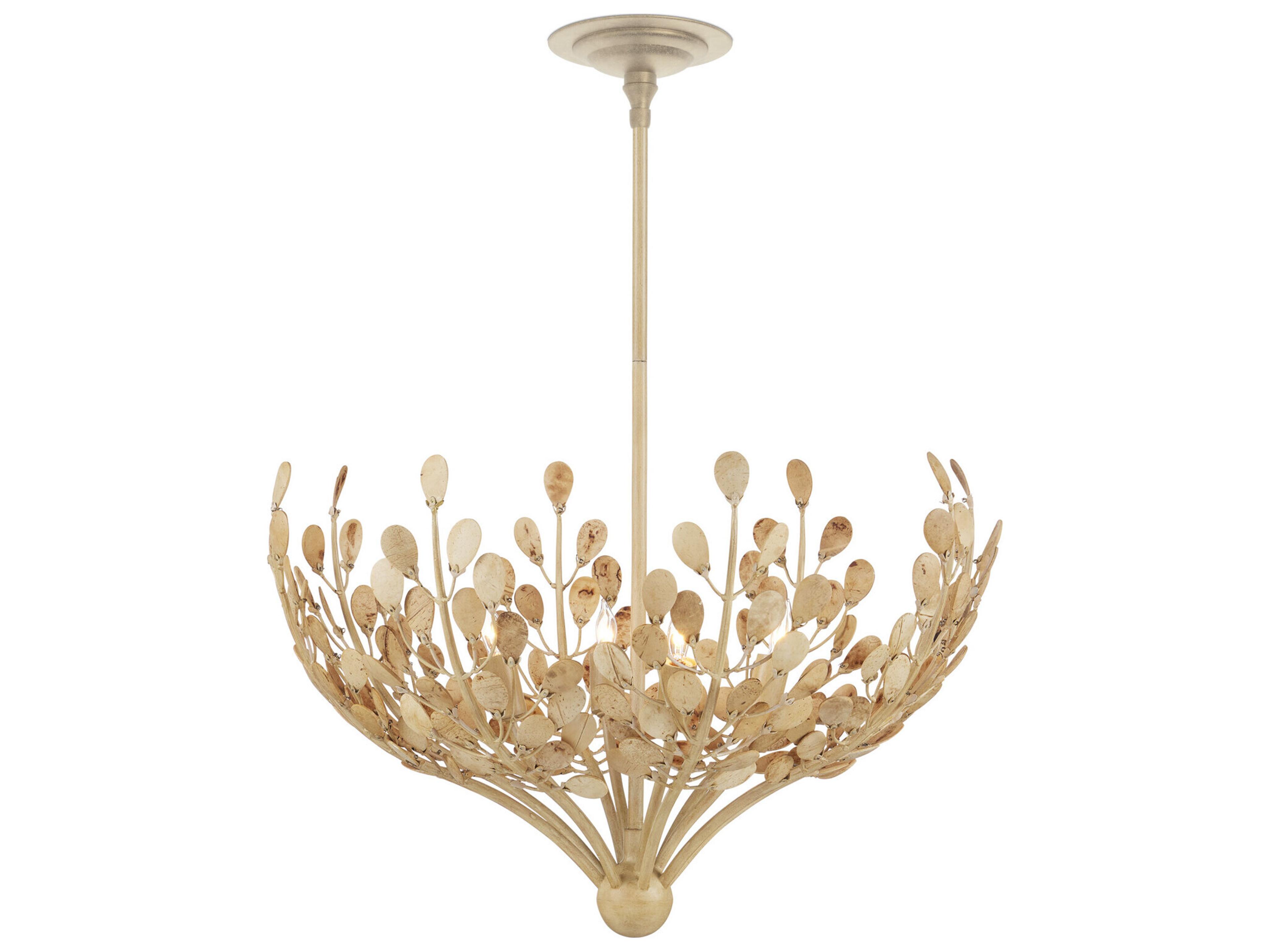Currey & Company Maypan 4-Light Coco Cream Natural Brown Chandelier