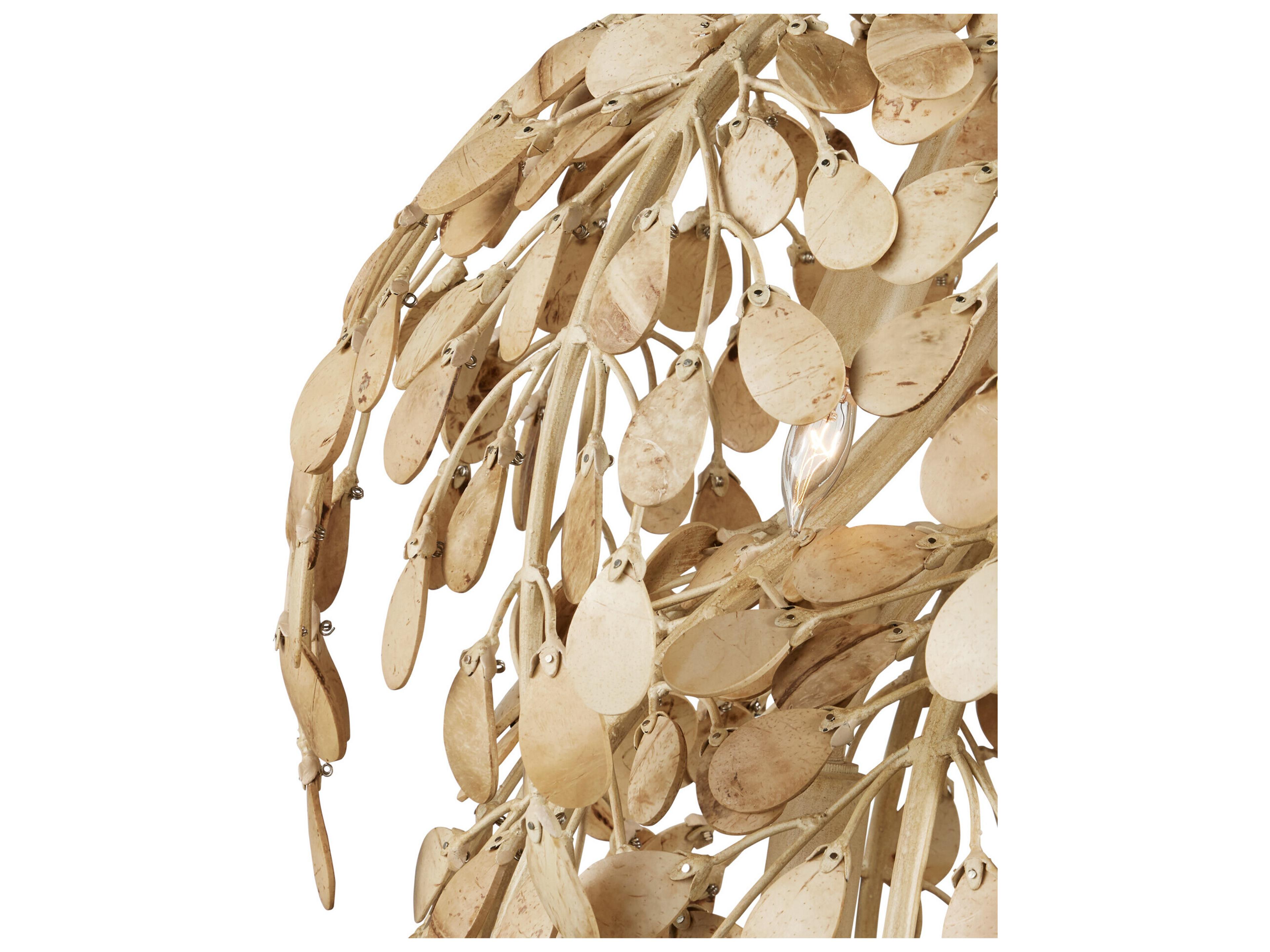 Currey & Company Maypan 6-Light Coco Cream Natural Brown Pendant