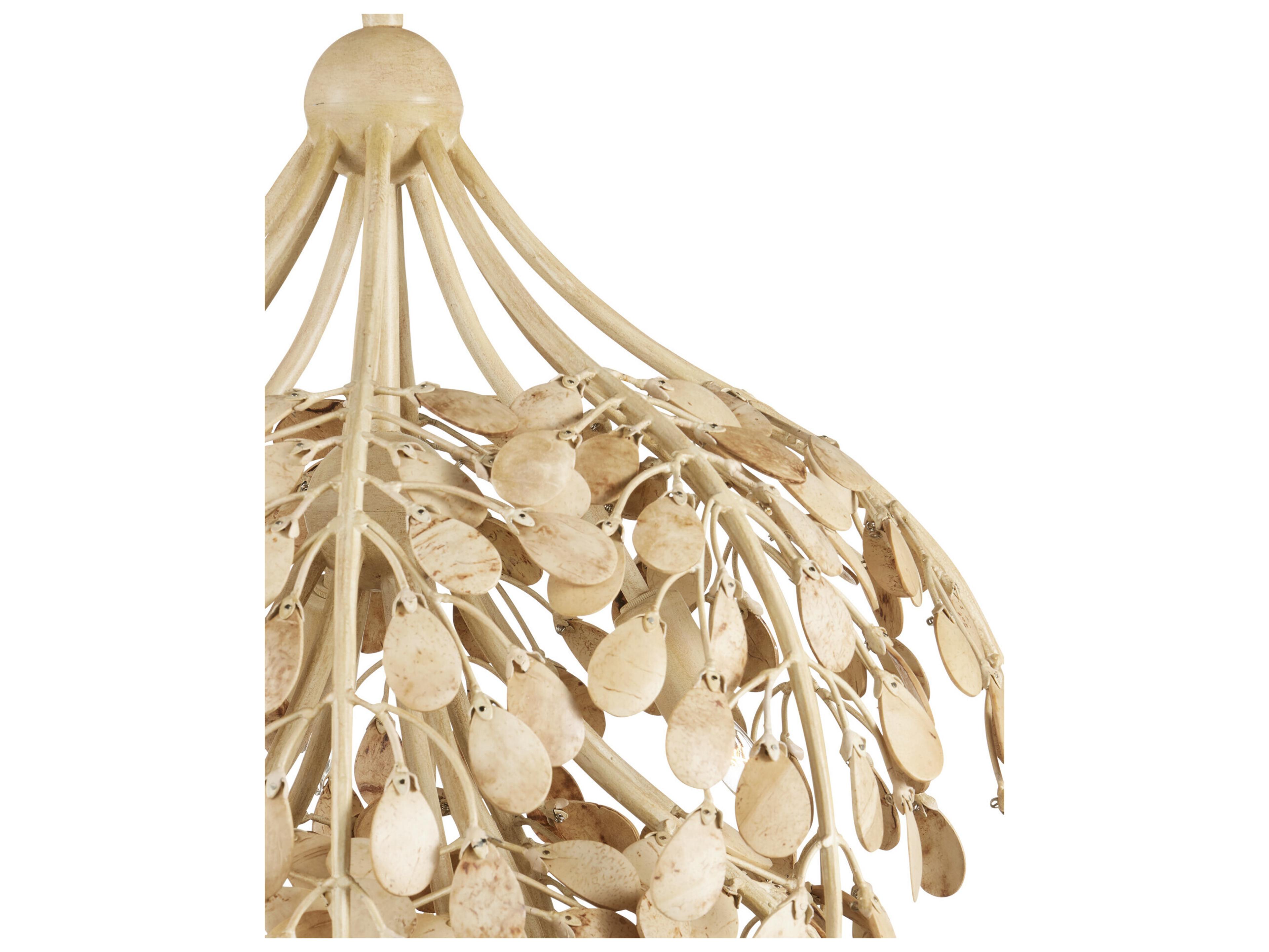 Currey & Company Maypan 6-Light Coco Cream Natural Brown Pendant