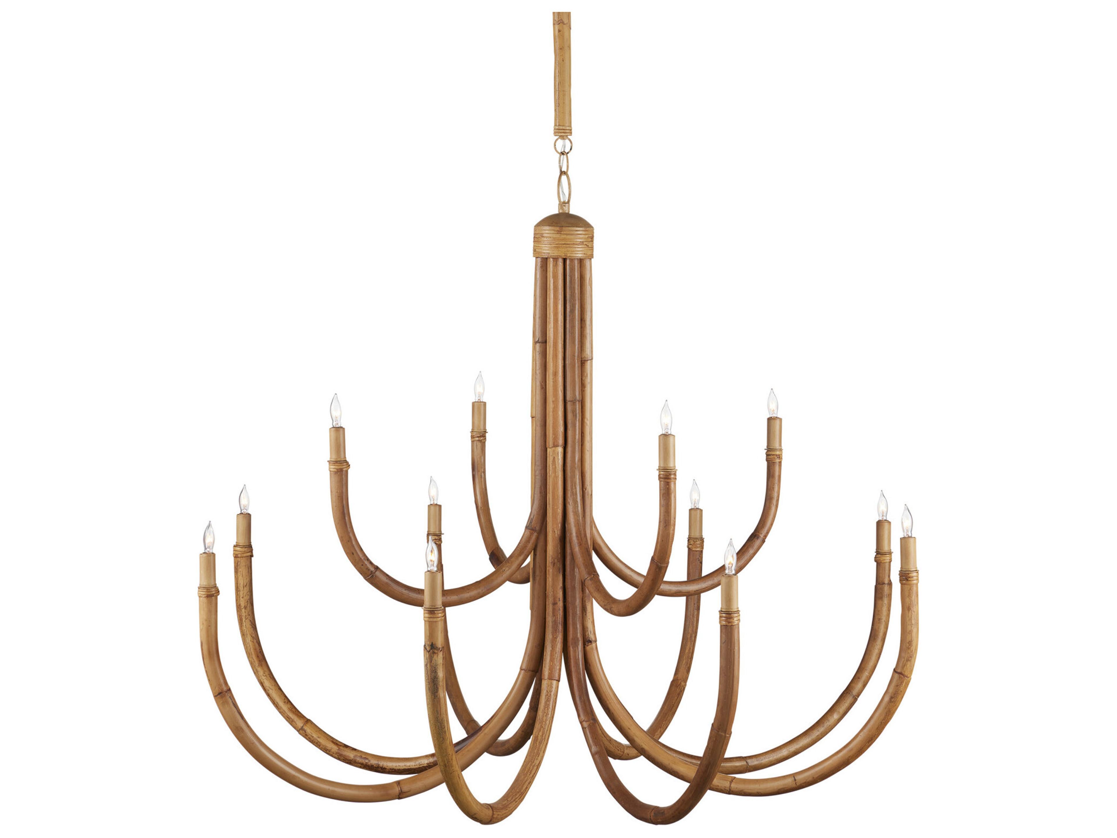 Samsara 12-Light Natural Saddle Tan Brown Candelabra Tiered Chandelier