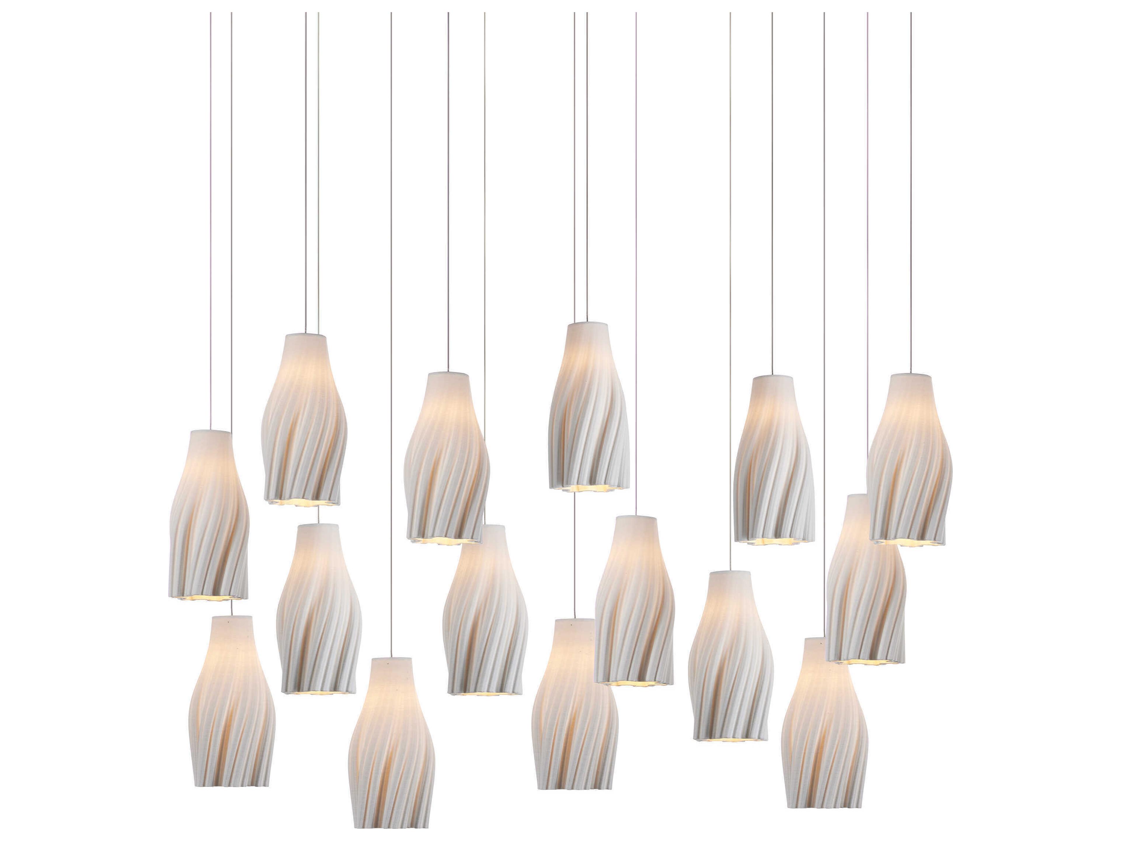 Posh 15-Light Textured White Island Pendant