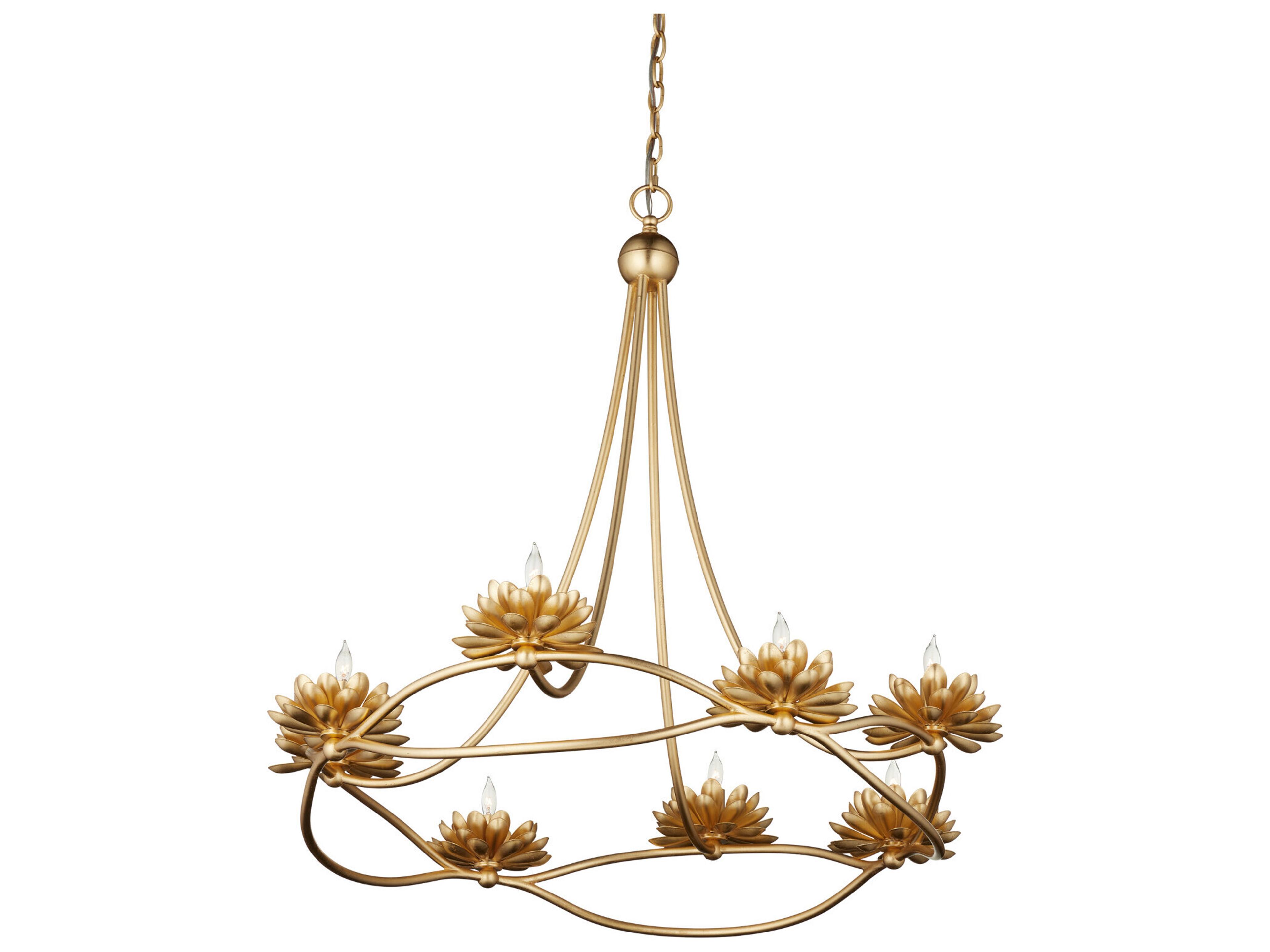 Currey & Company Cyrene 8-Light Gold Leaf Chandelier