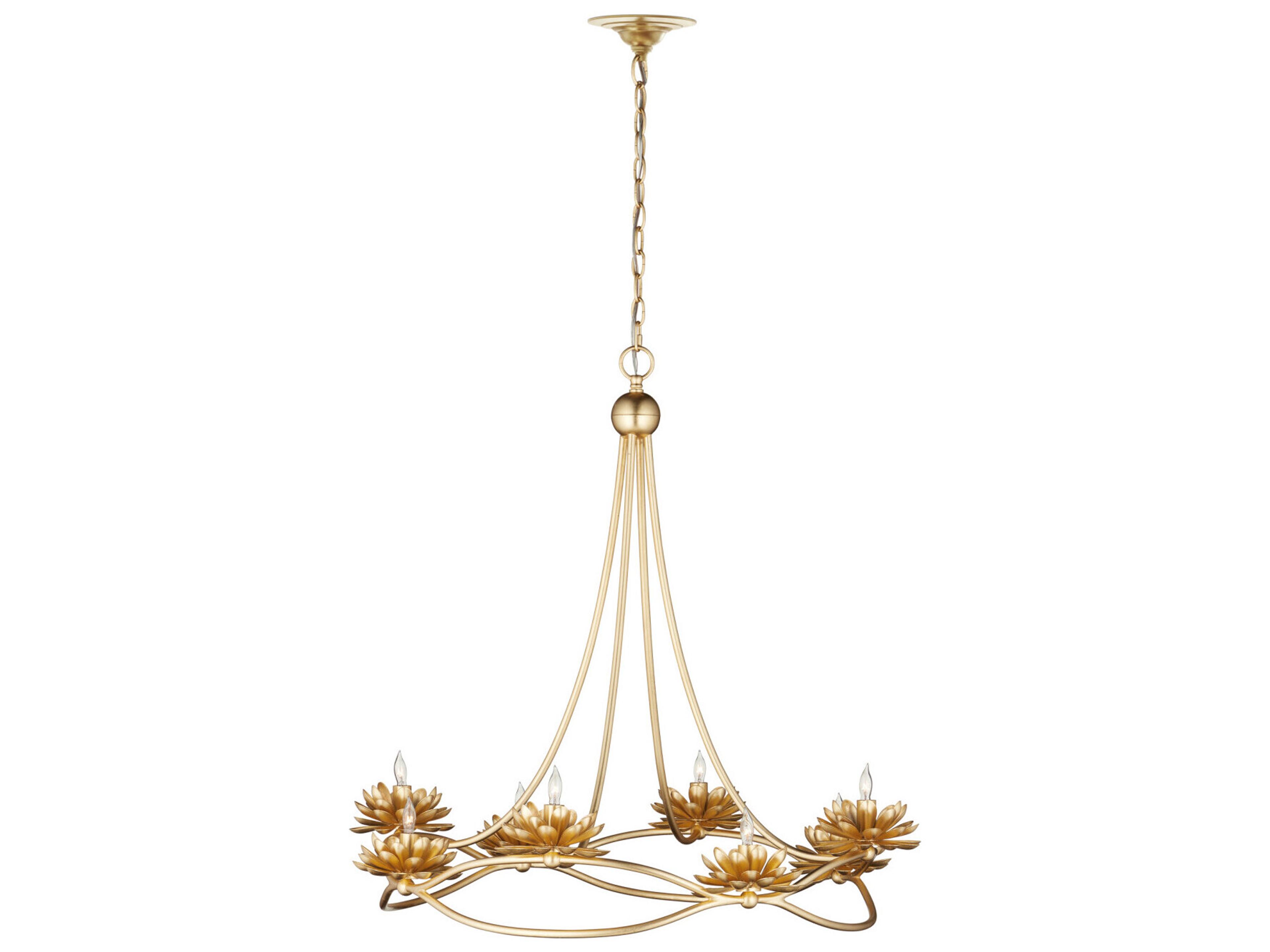 Currey & Company Cyrene 8-Light Gold Leaf Chandelier
