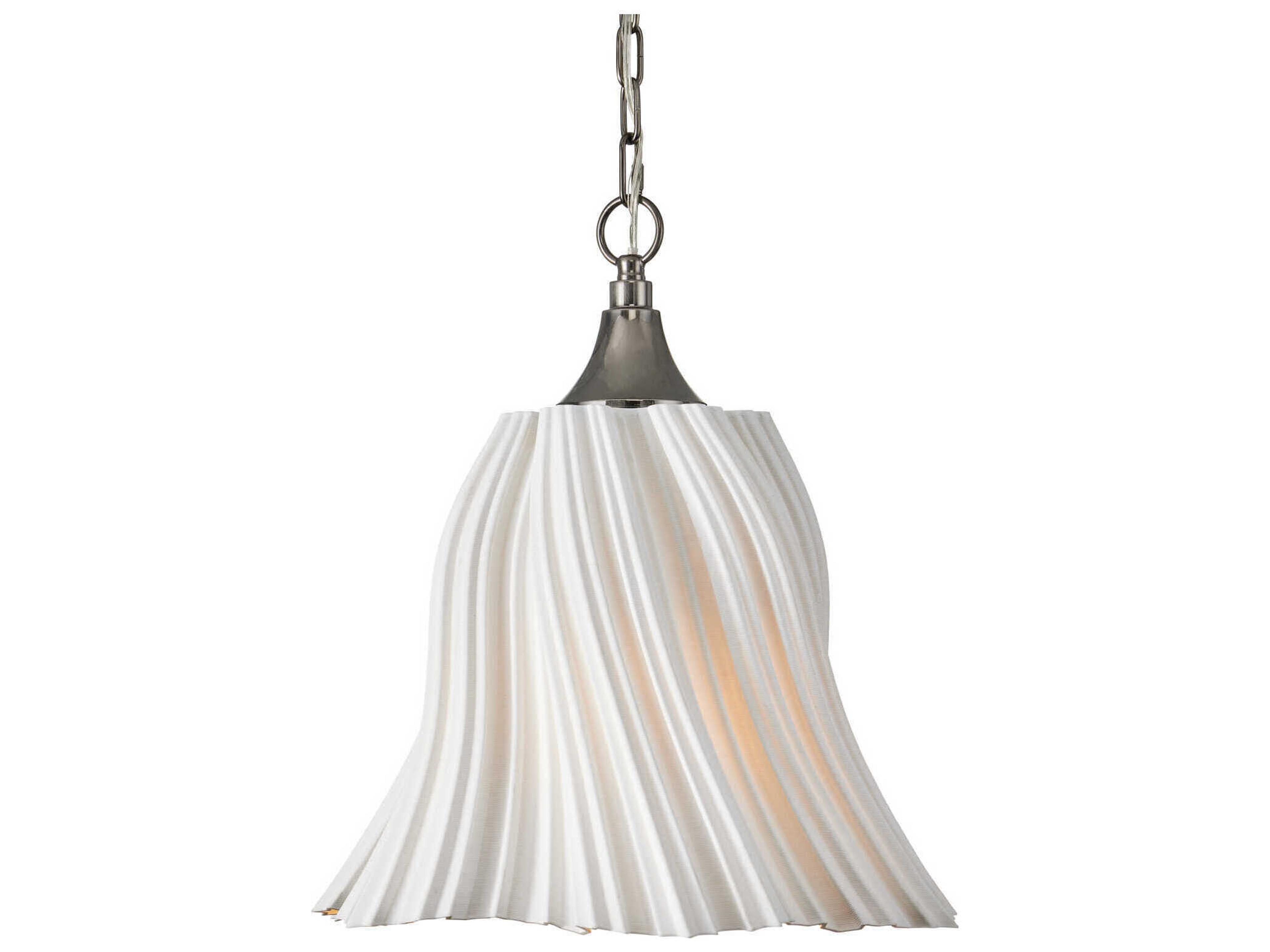 Currey & Company Twirl 1-Light White Antique Brushed Nickel Pendant