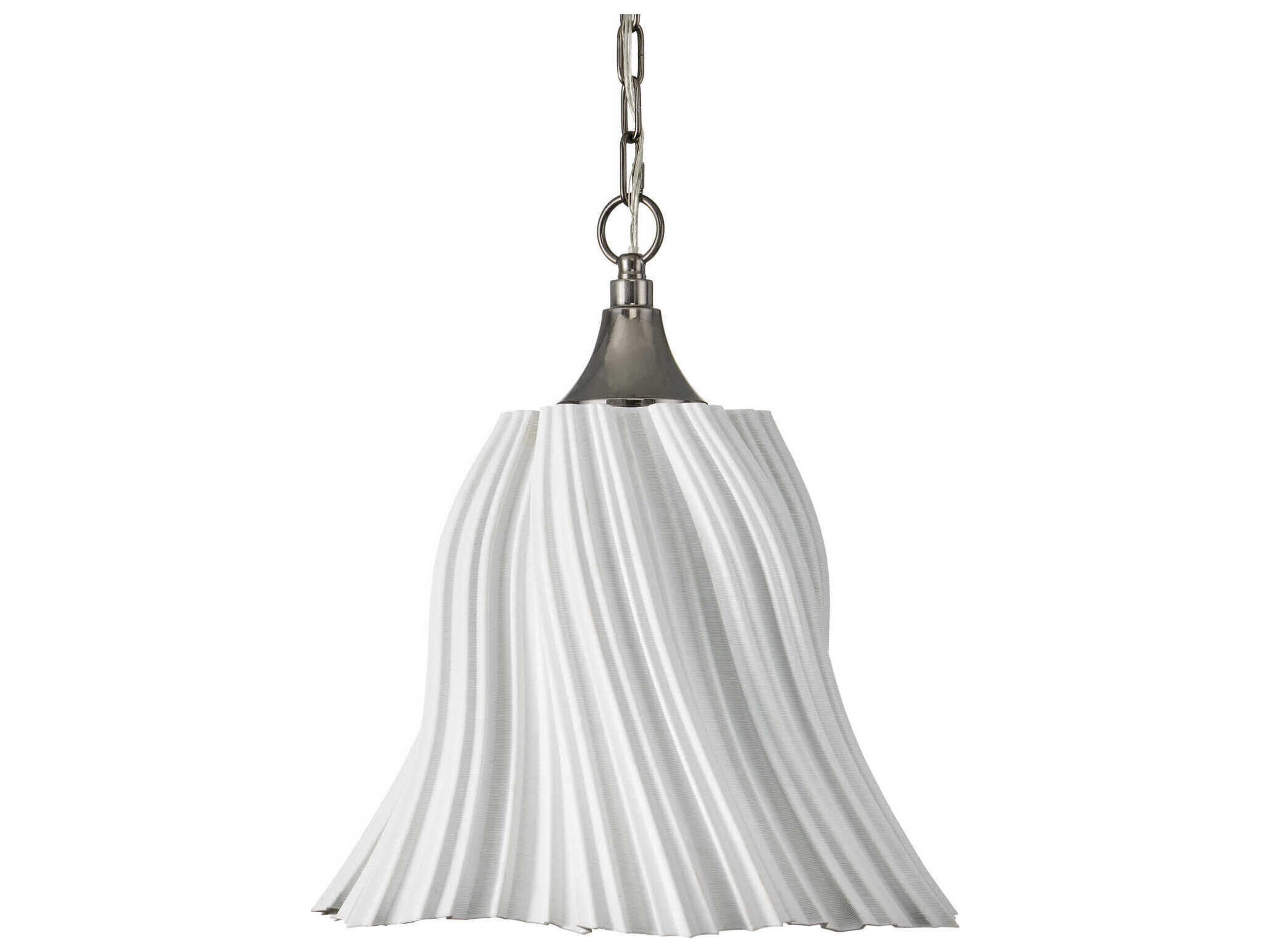 Currey & Company Twirl 1-Light White Antique Brushed Nickel Pendant
