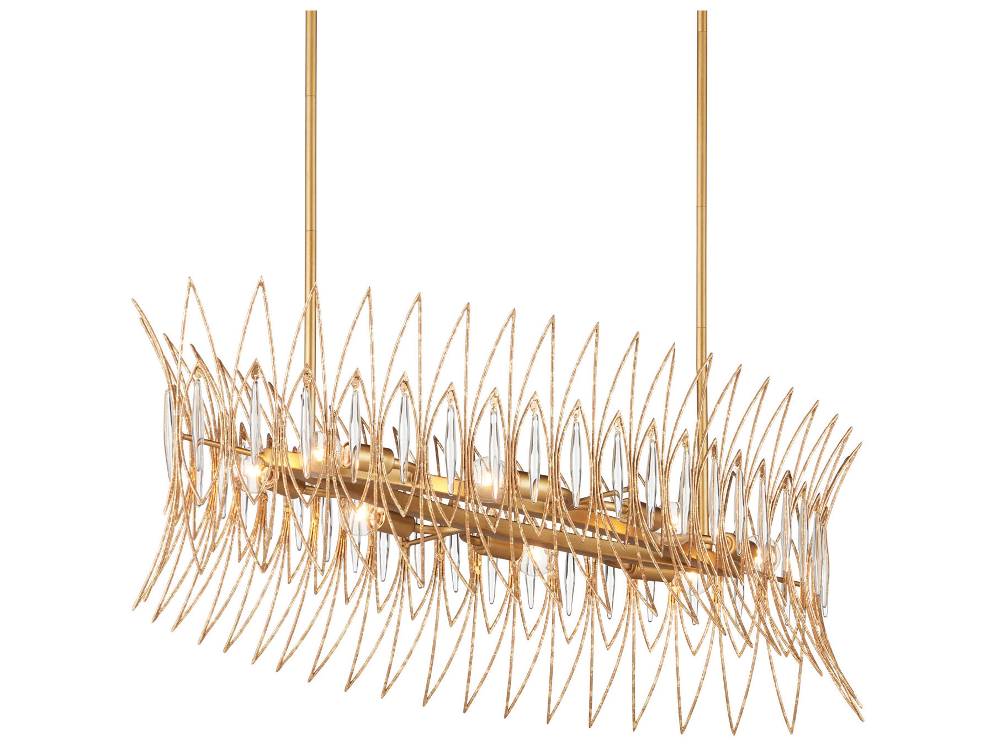 Currey & Company Marquise 8-Light Clear Luxor Gold Island Pendant