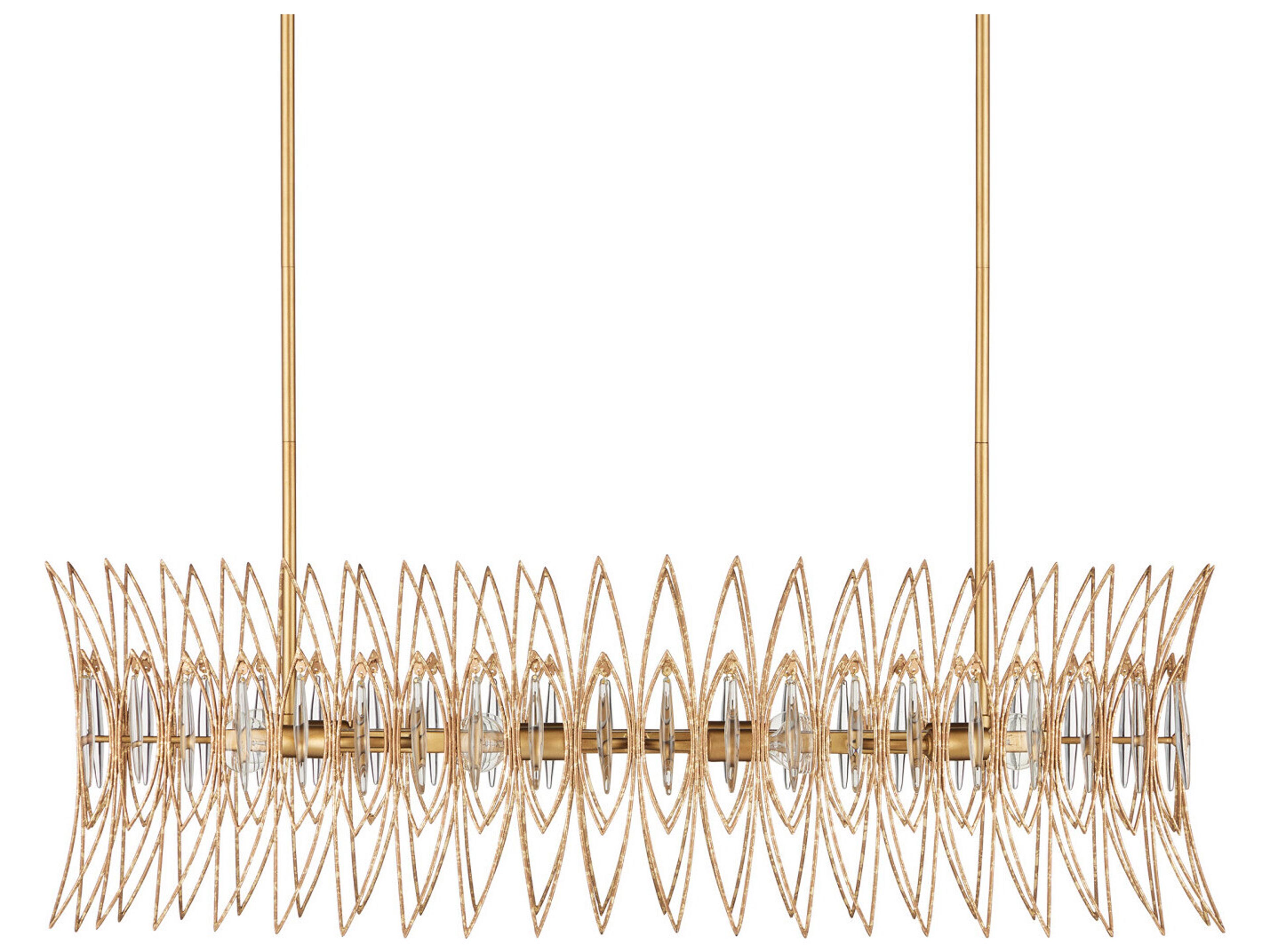 Currey & Company Marquise 8-Light Clear Luxor Gold Island Pendant