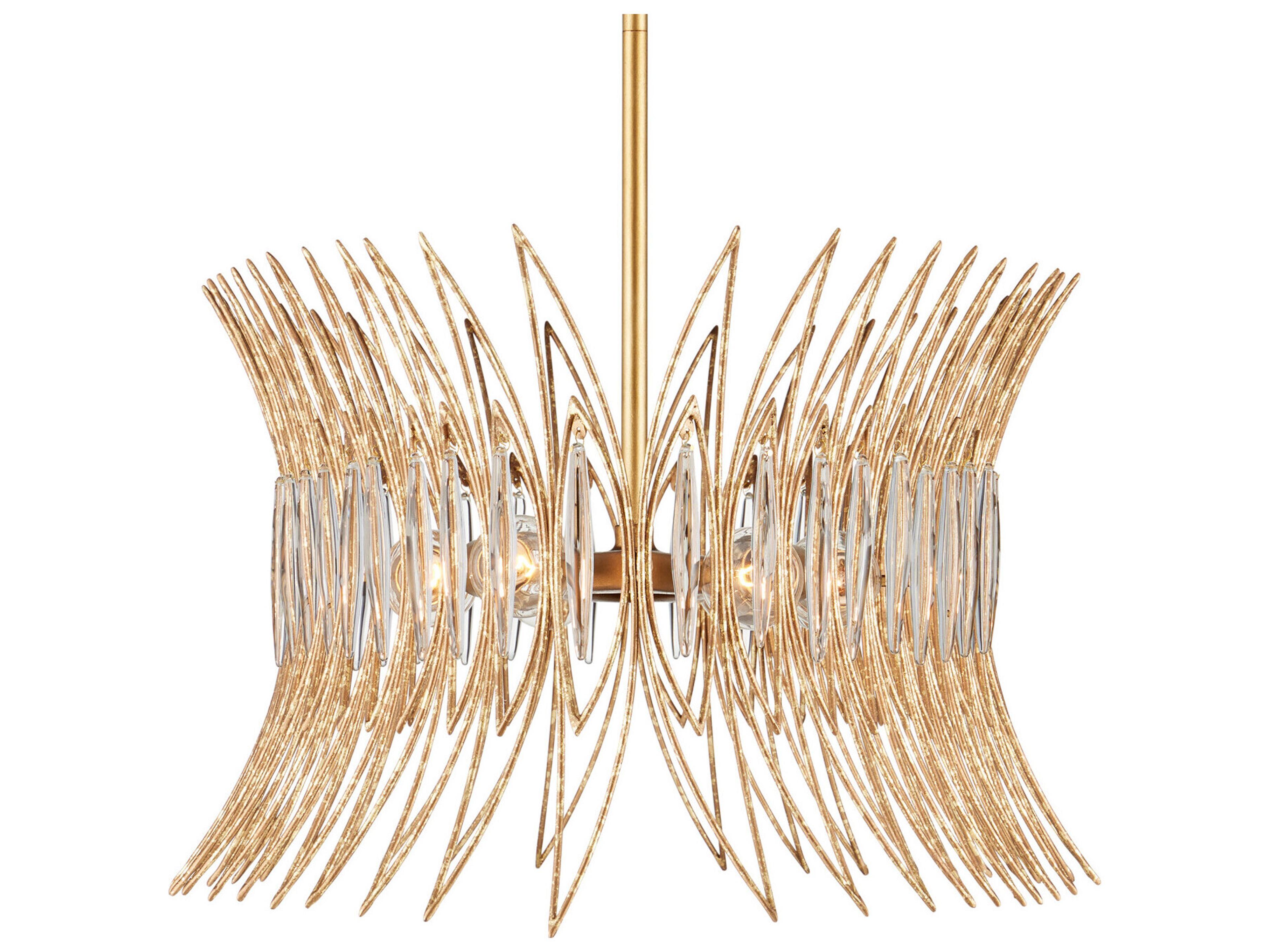 Currey & Company Marquise 8-Light Clear Luxor Gold Island Pendant