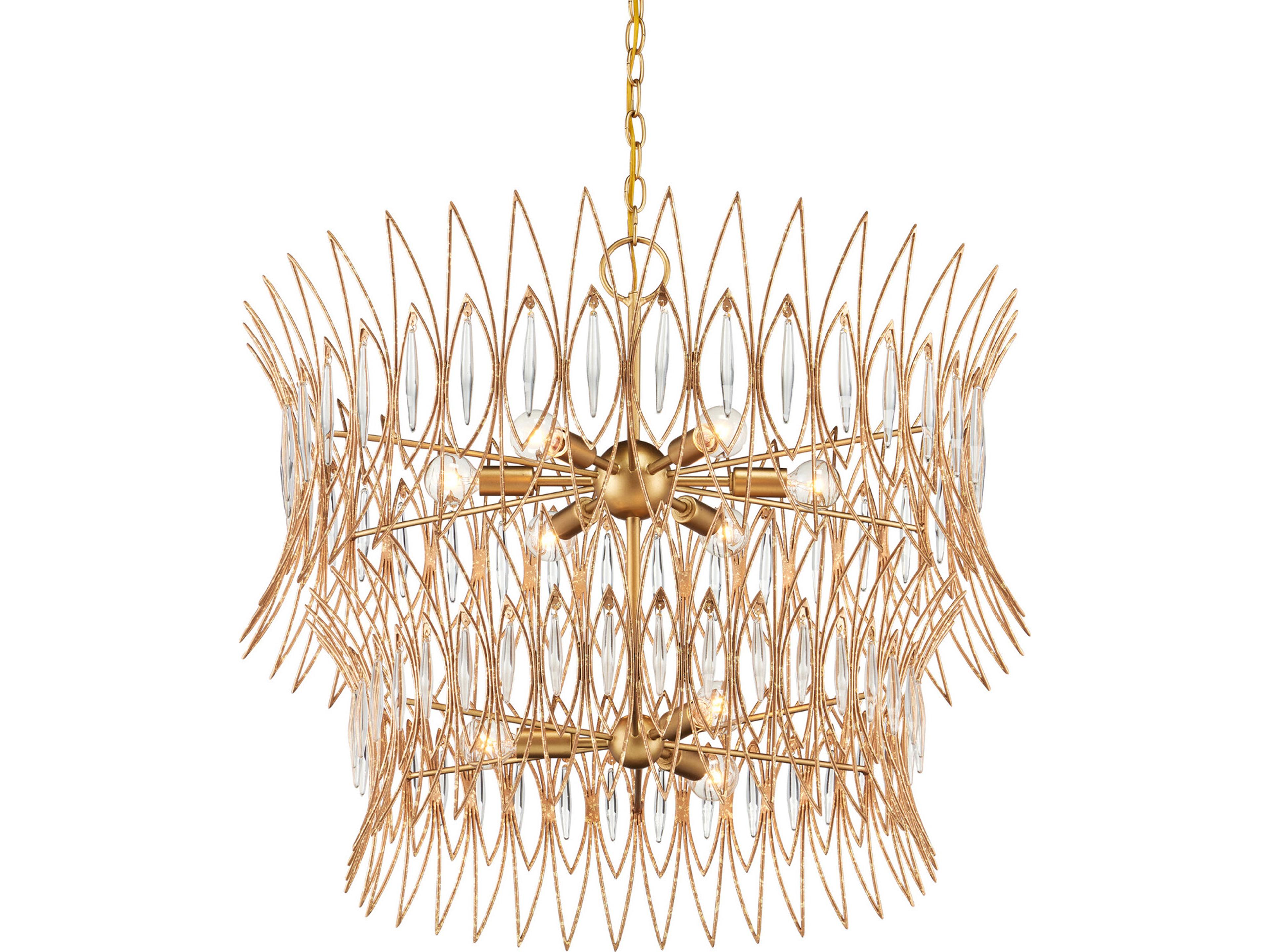 Currey & Company Marquise 9-Light Clear Luxor Gold Chandelier