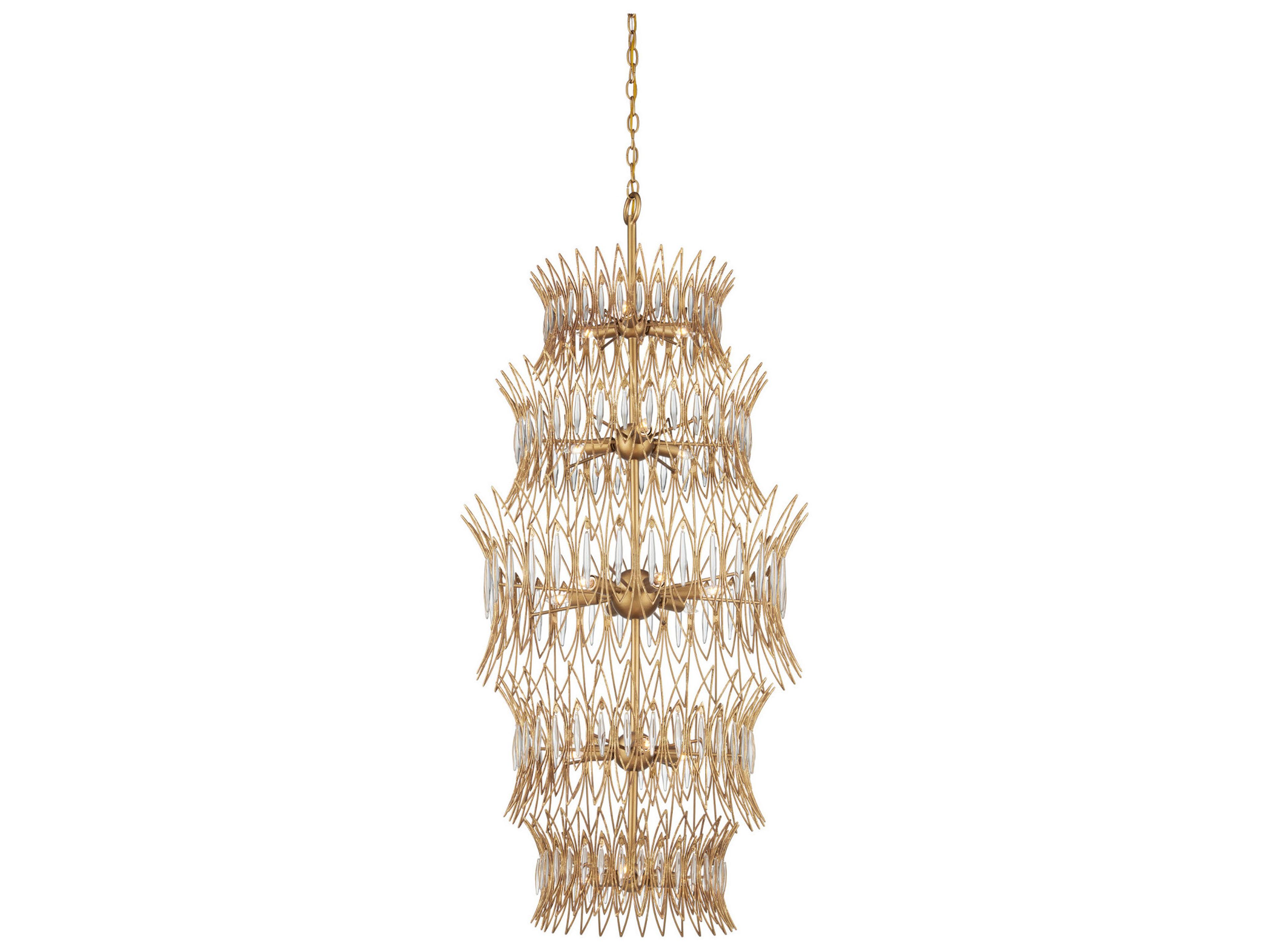 Currey & Company Marquise 18-Light Clear Luxor Gold Chandelier