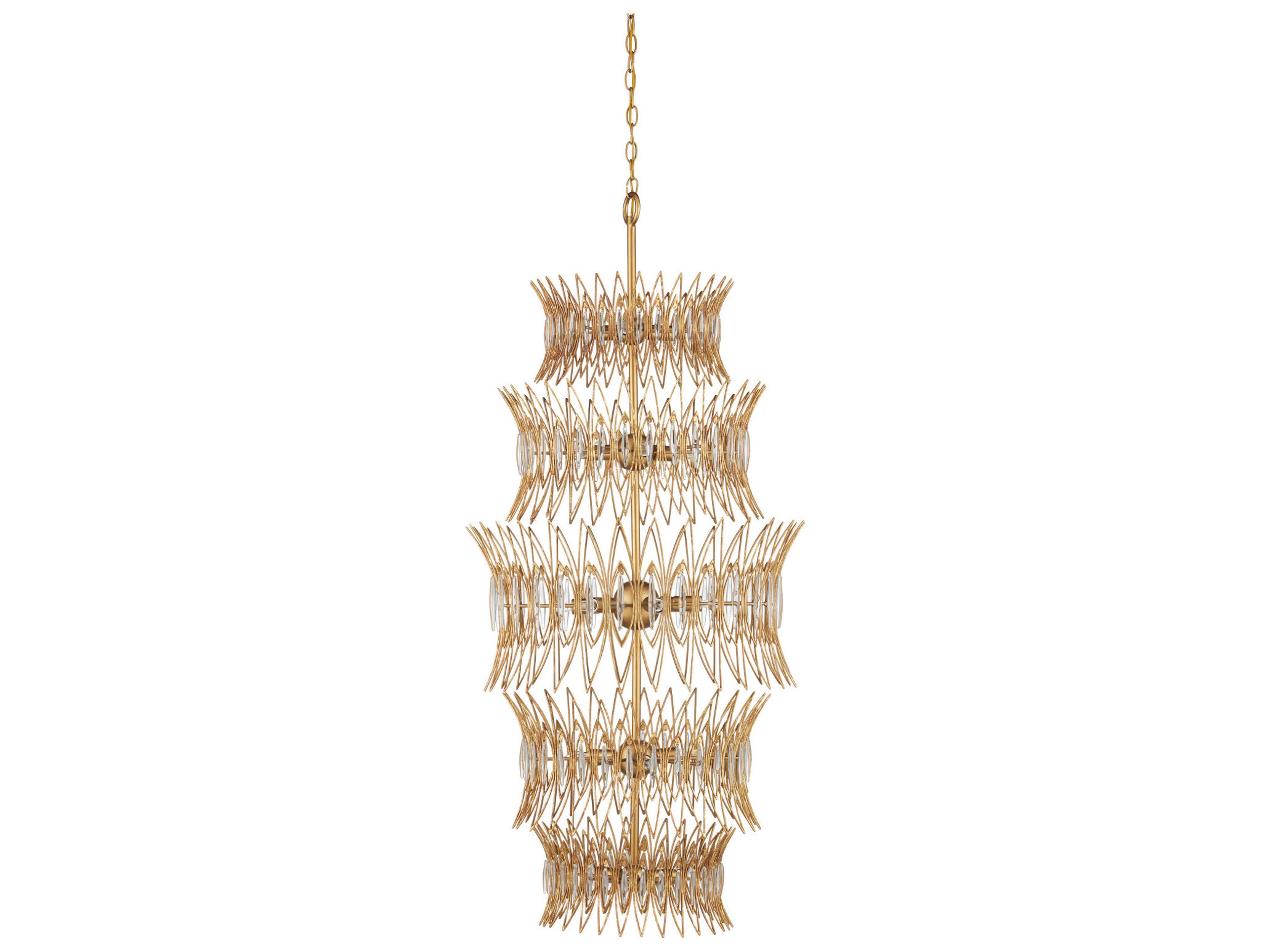 Currey & Company Marquise 18-Light Clear Luxor Gold Chandelier