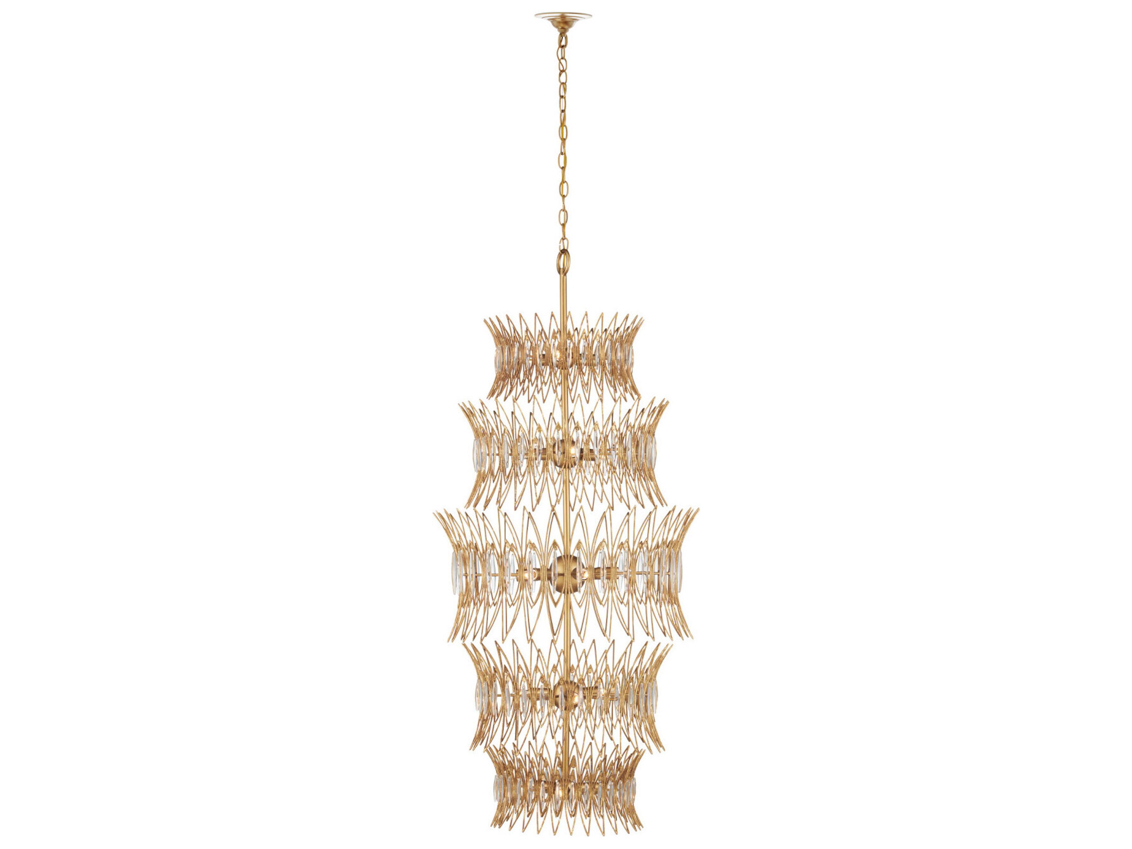 Currey & Company Marquise 18-Light Clear Luxor Gold Chandelier