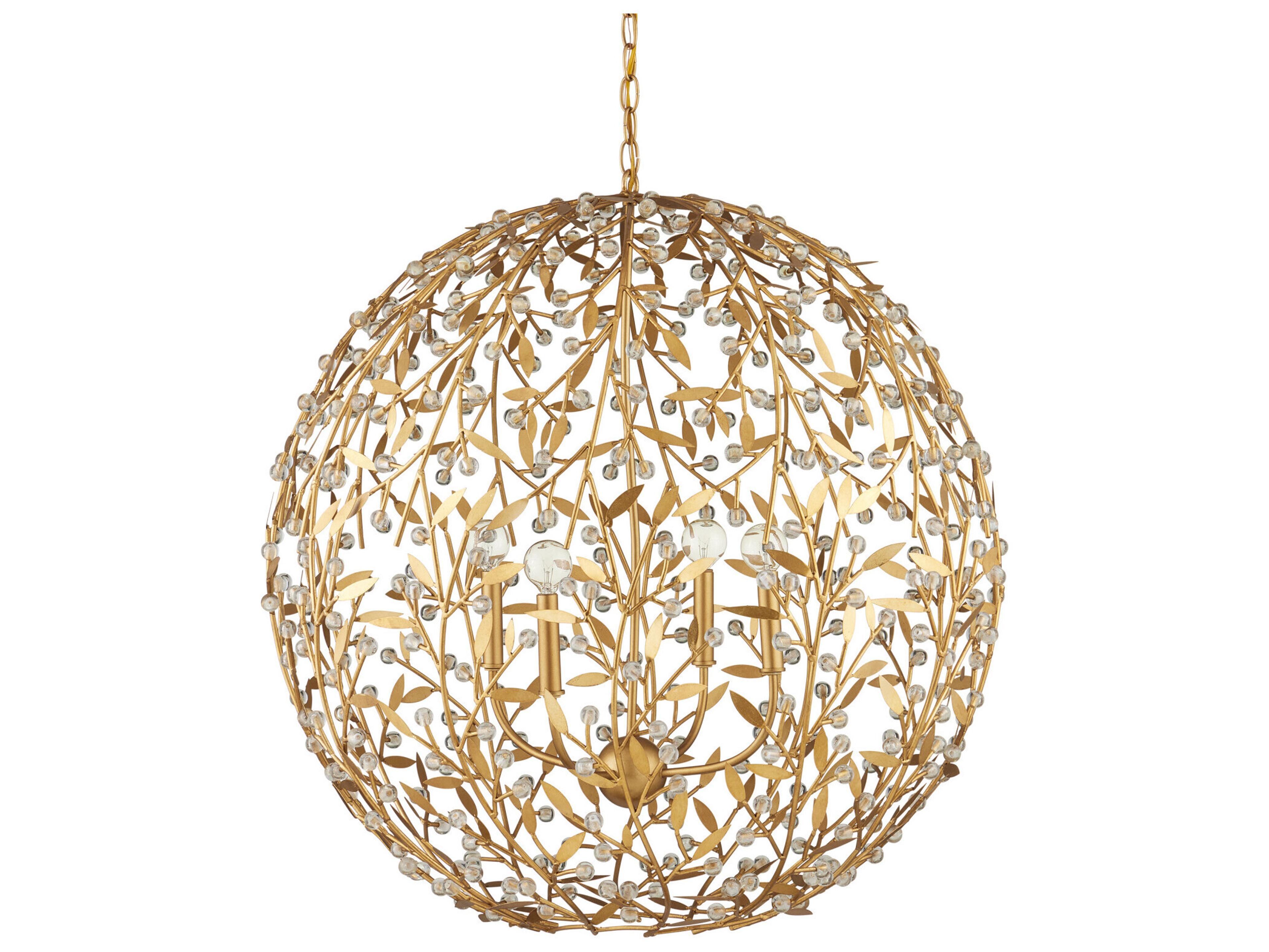 Currey & Company Secret Garden 4-Light Contemporary Gold Chandelier