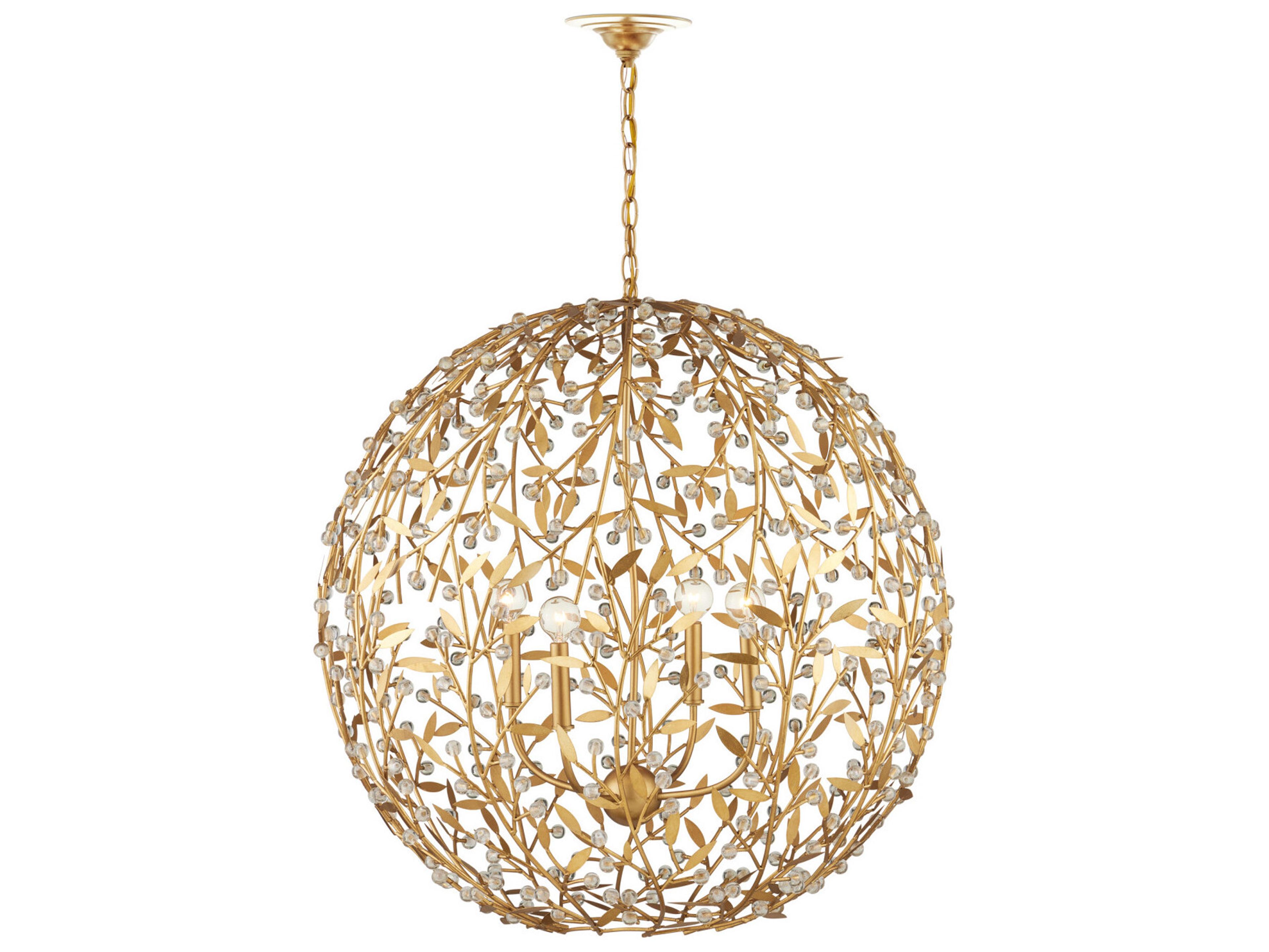 Currey & Company Secret Garden 4-Light Contemporary Gold Chandelier