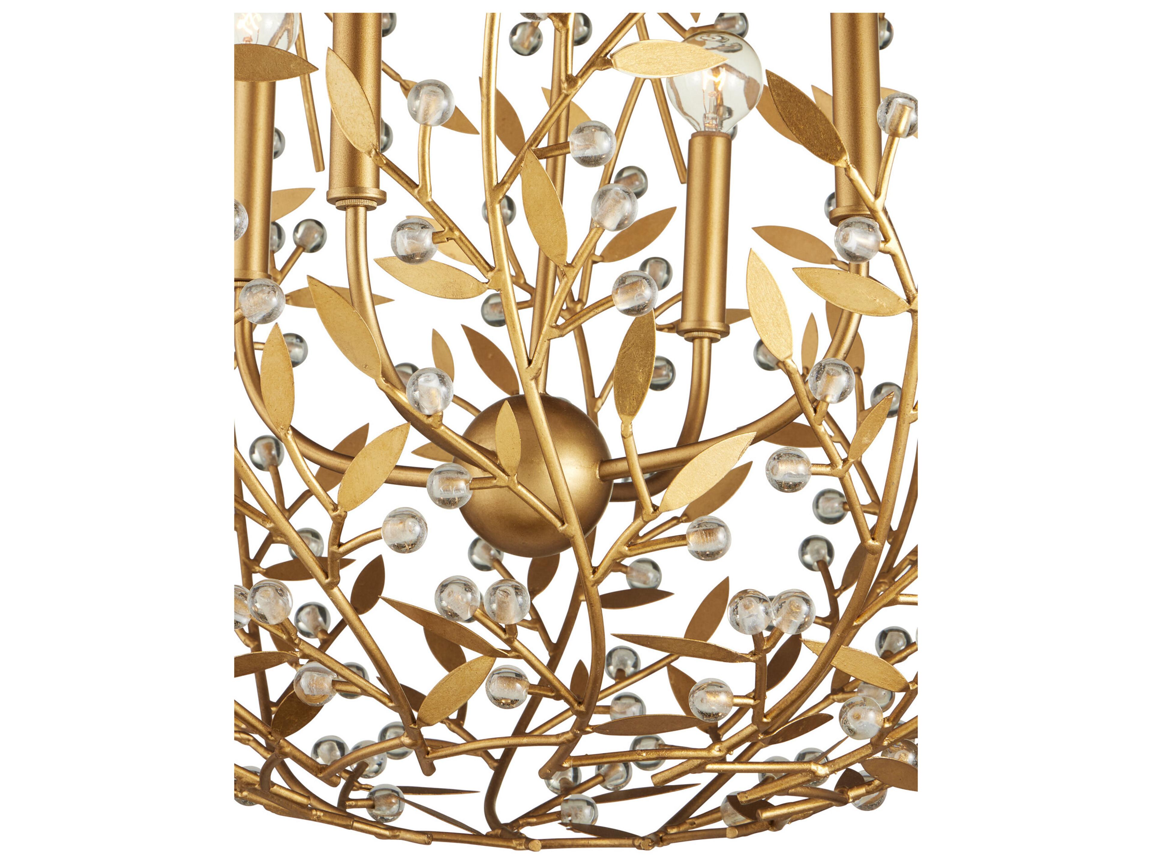 Currey & Company Secret Garden 4-Light Contemporary Gold Chandelier