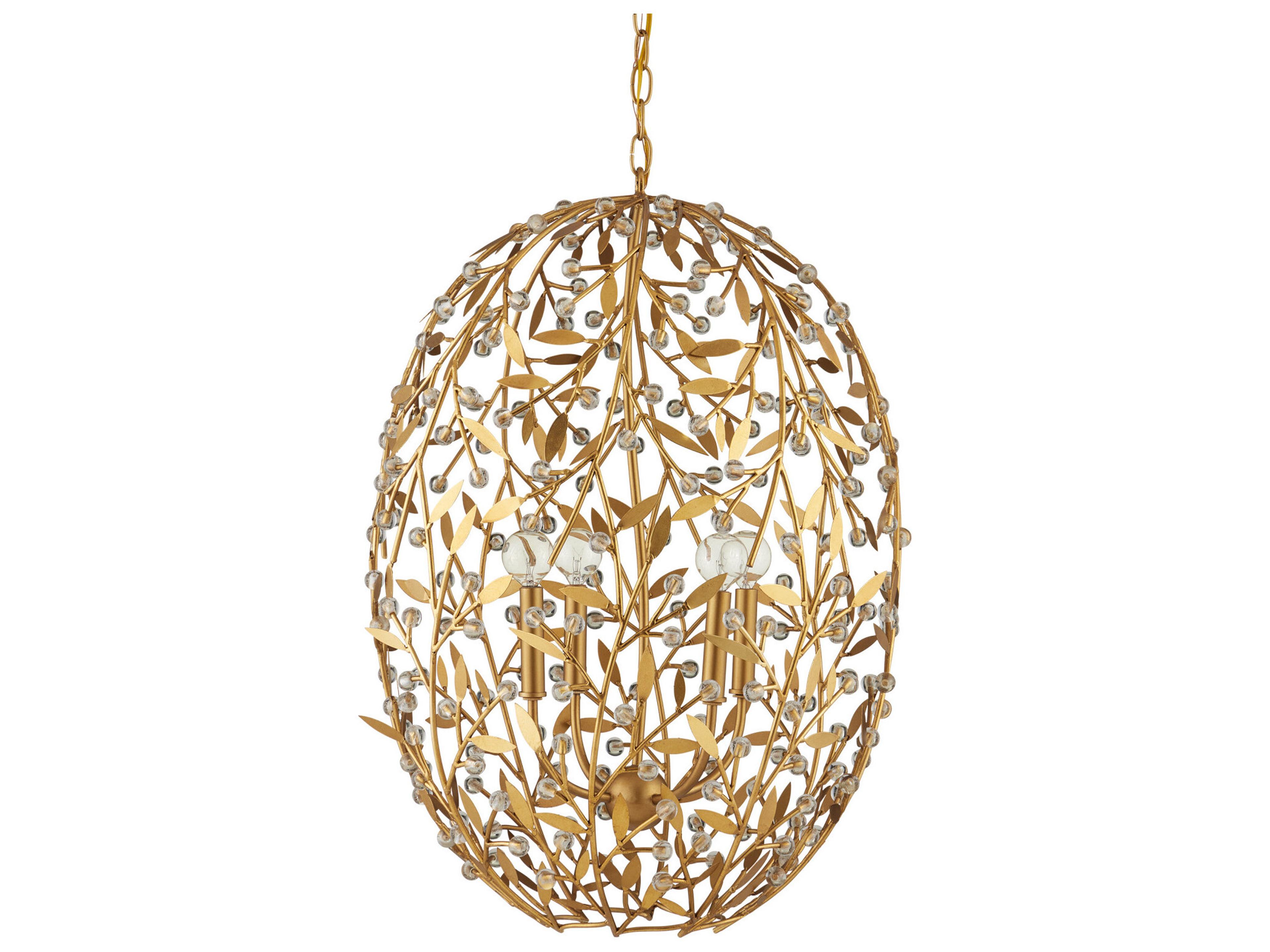 Currey & Company Secret Garden 4-Light Contemporary Gold Chandelier
