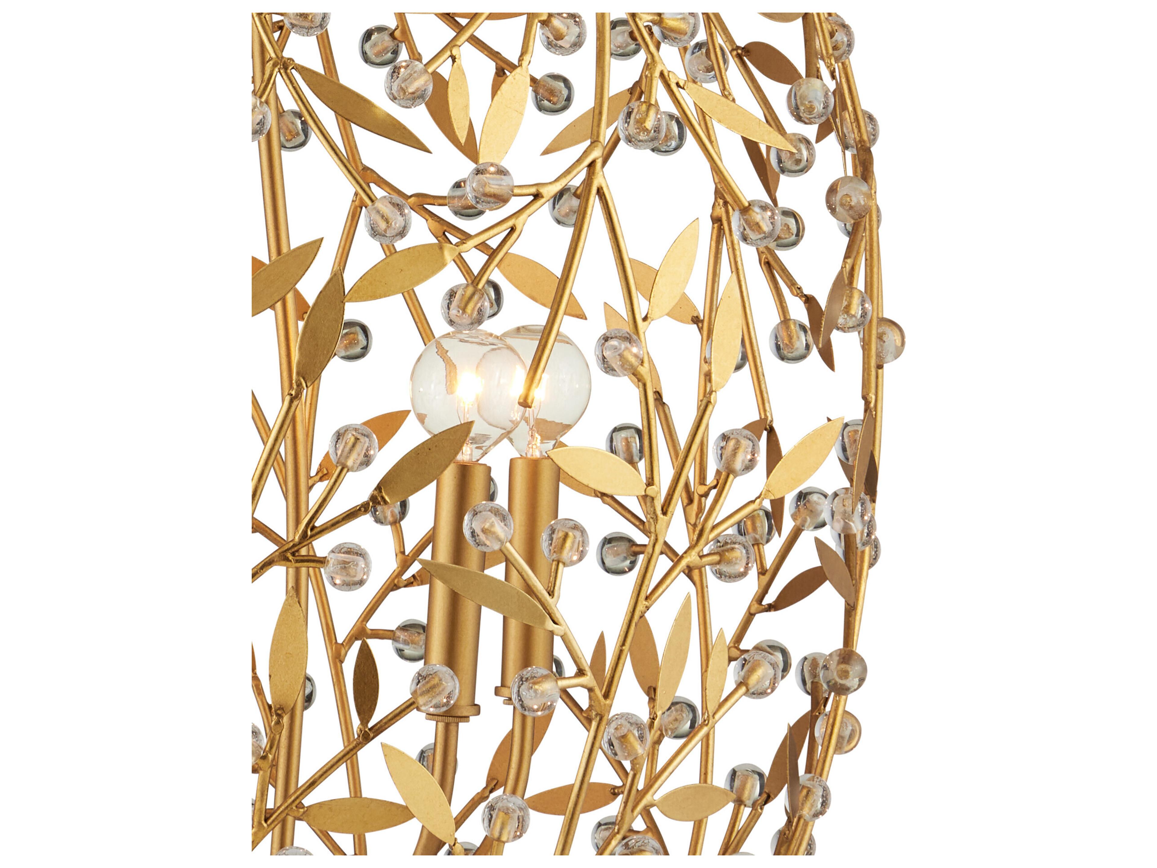 Currey & Company Secret Garden 4-Light Contemporary Gold Chandelier