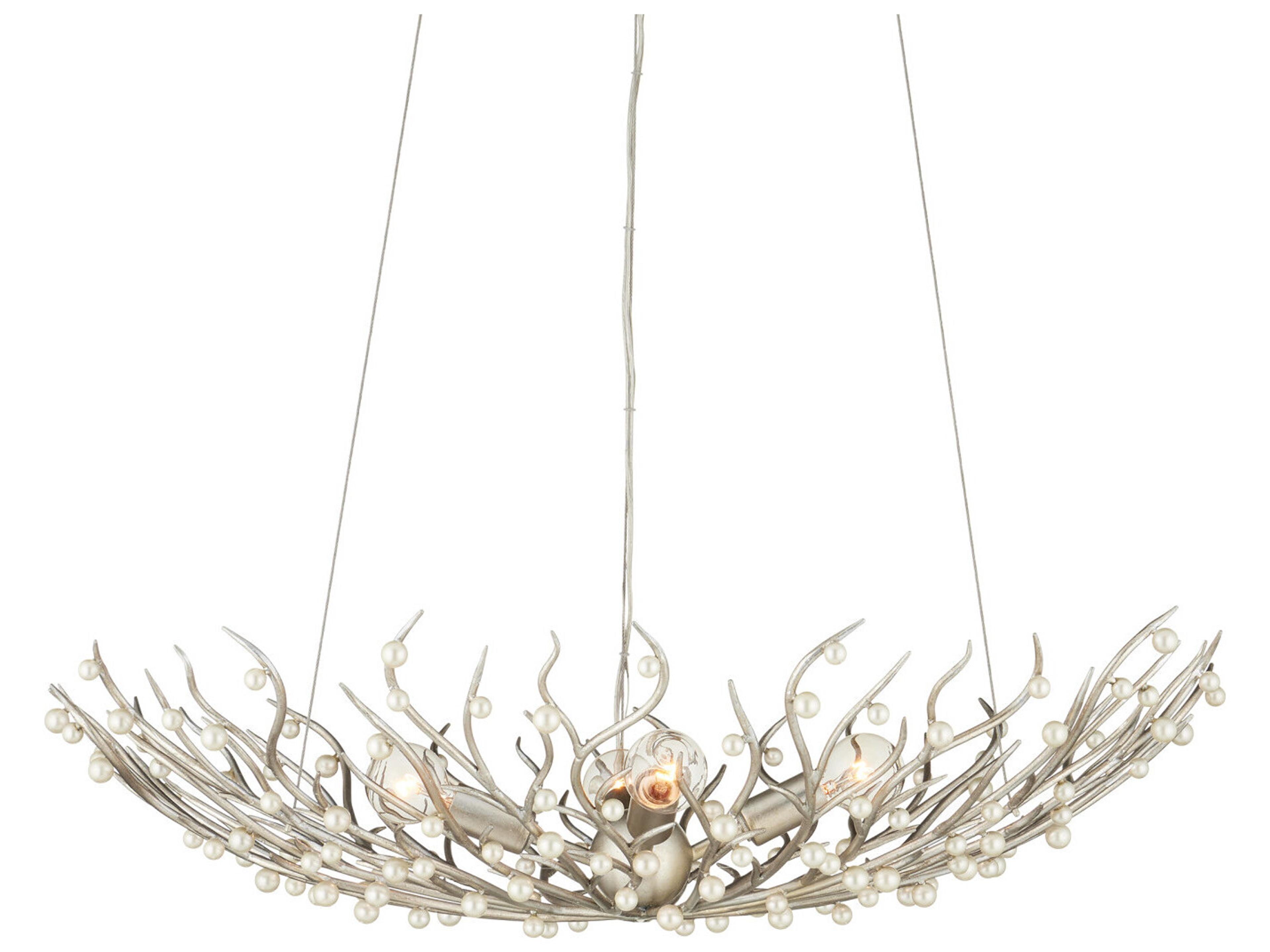 Currey & Company Shinju 4-Light Contemporary Silver Leaf Pendant