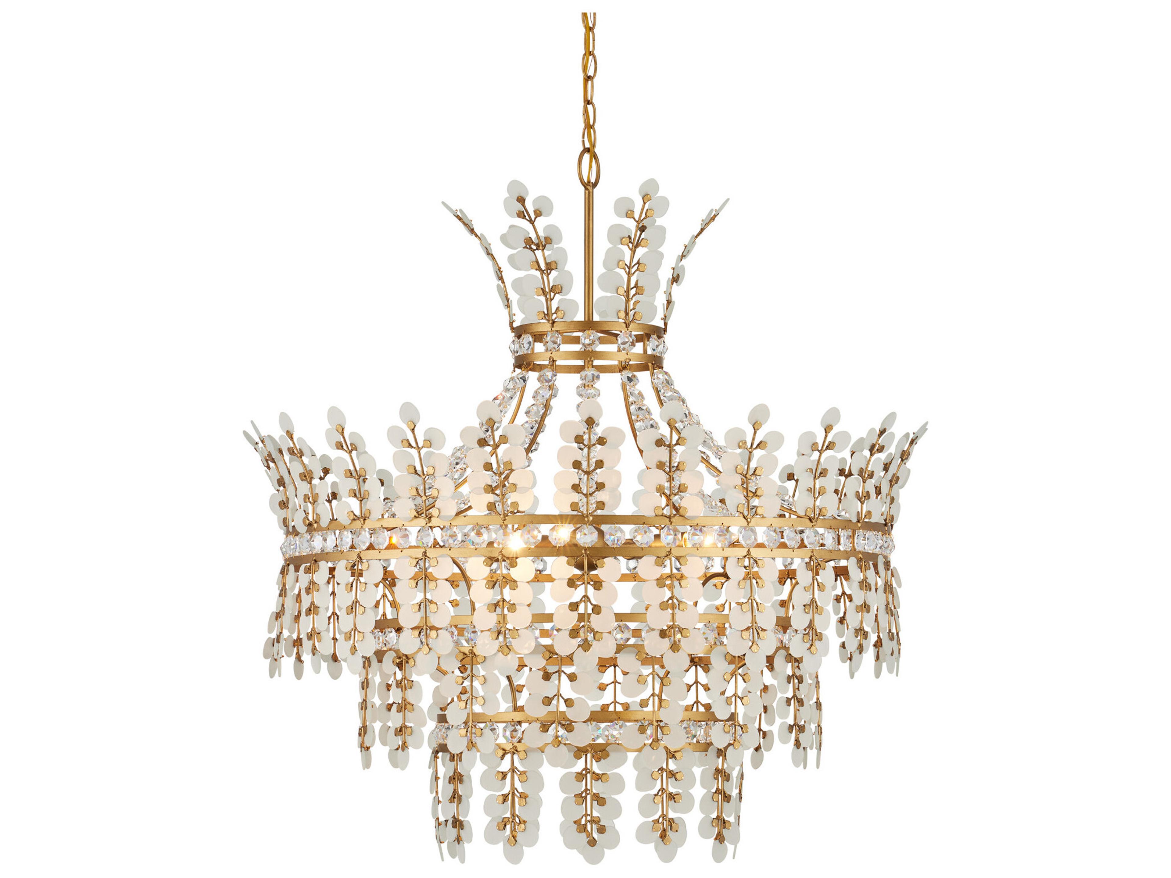 Bradshaw 4-Light Frosted Clear Brass Chandelier