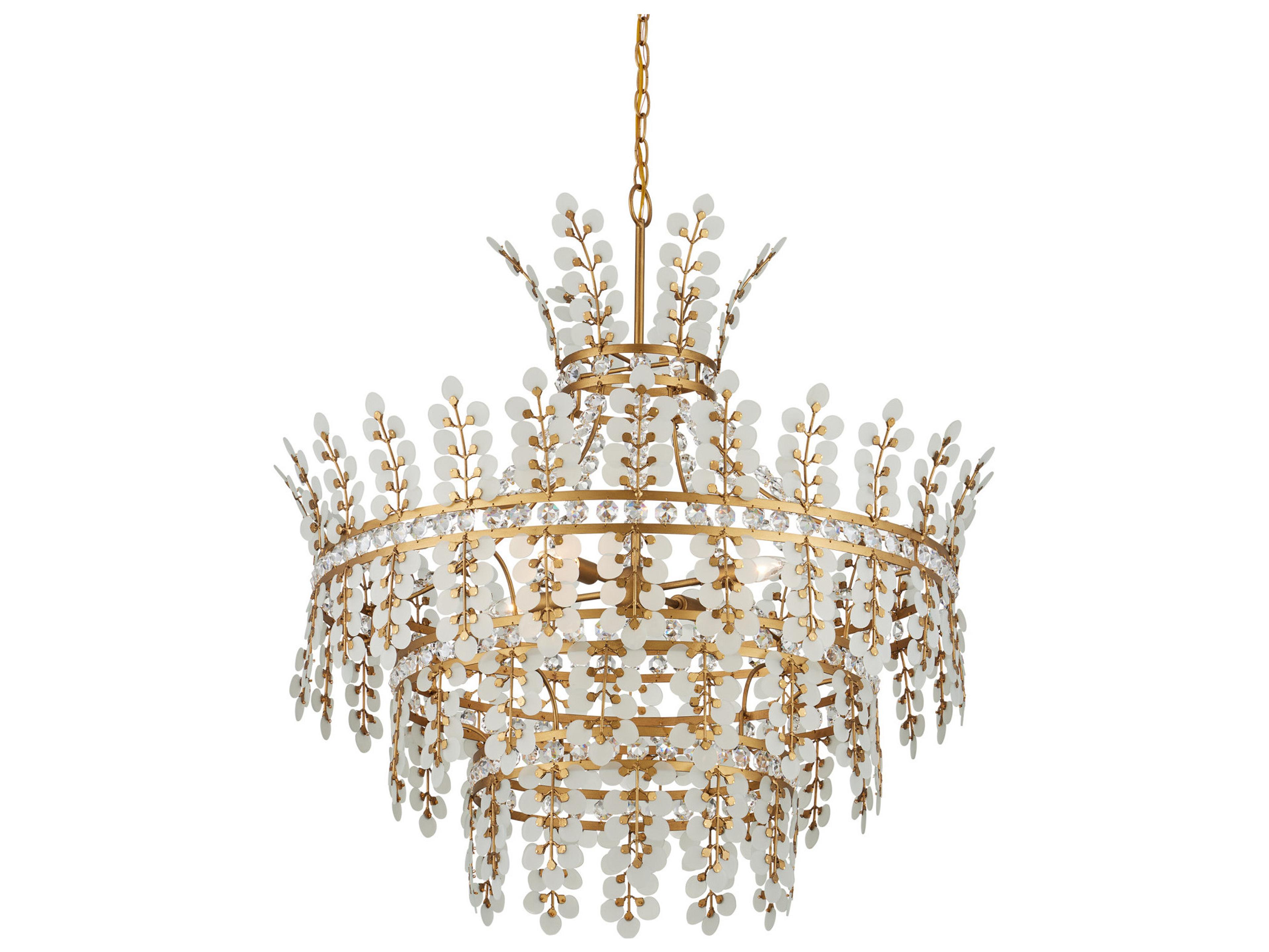 Currey & Company Bradshaw 4-Light Frosted Clear Brass Chandelier