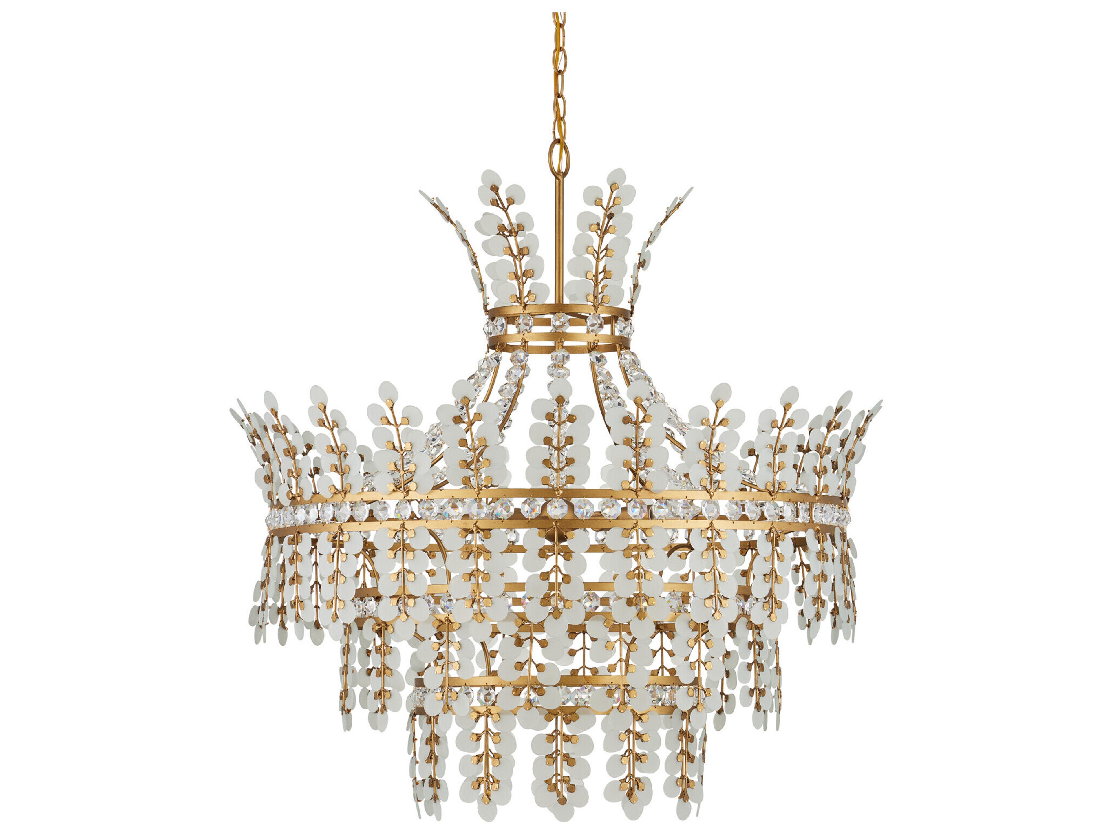 Currey & Company Bradshaw 4-Light Frosted Clear Brass Chandelier