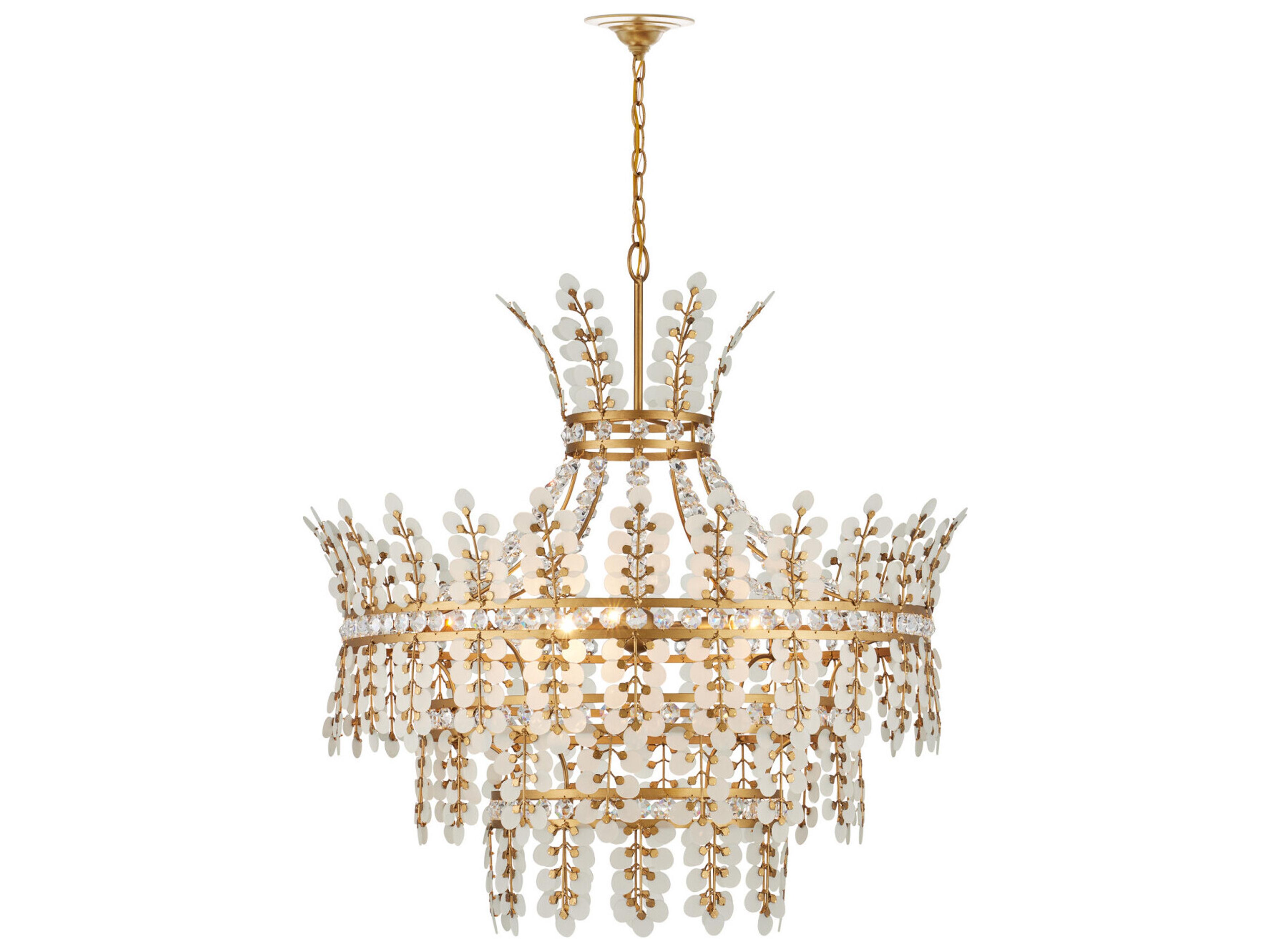 Currey & Company Bradshaw 4-Light Frosted Clear Brass Chandelier